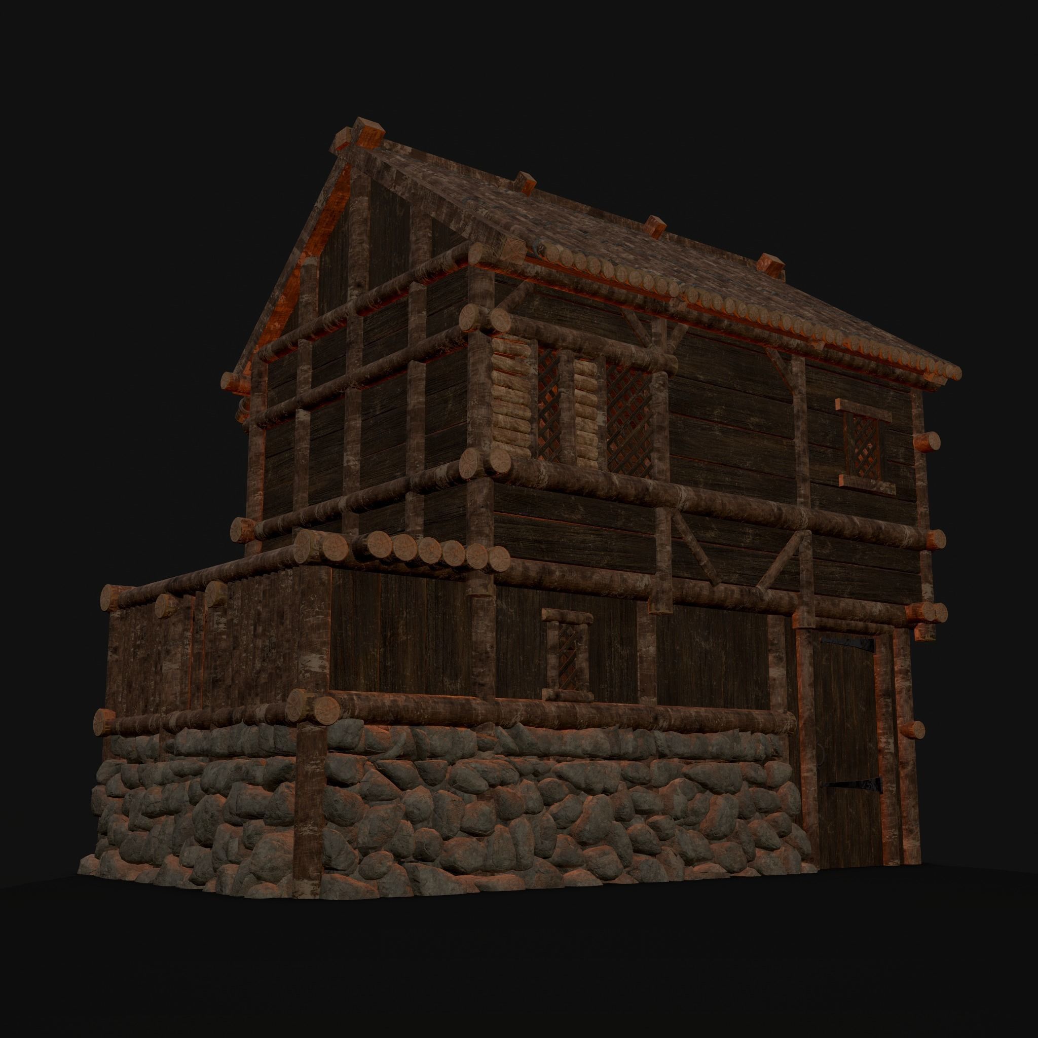 Medieval Cabin H Low-poly 3D model_23