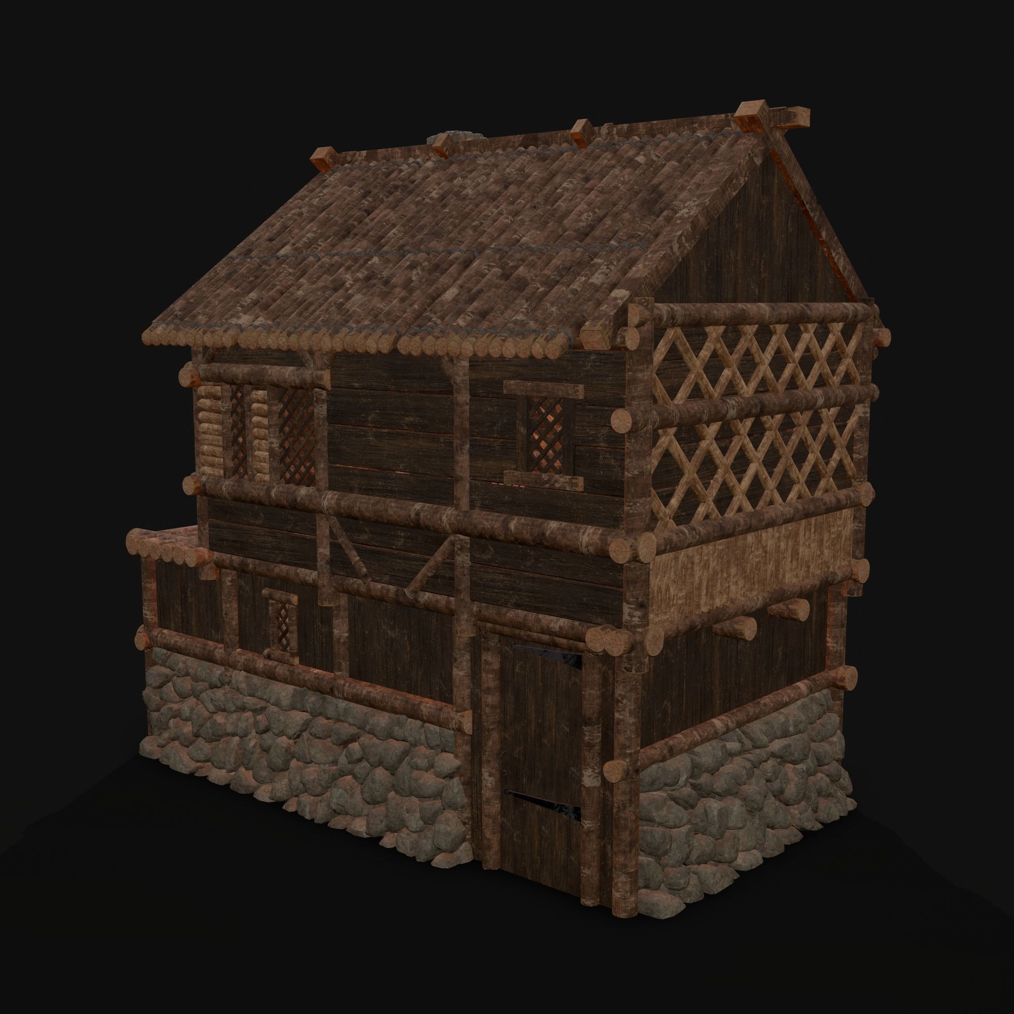 Medieval Cabin H Low-poly 3D model_62