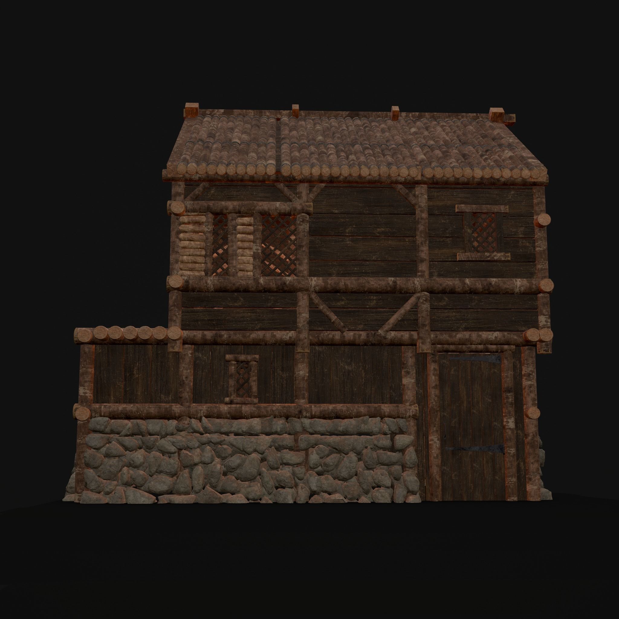 Medieval Cabin H Low-poly 3D model_12