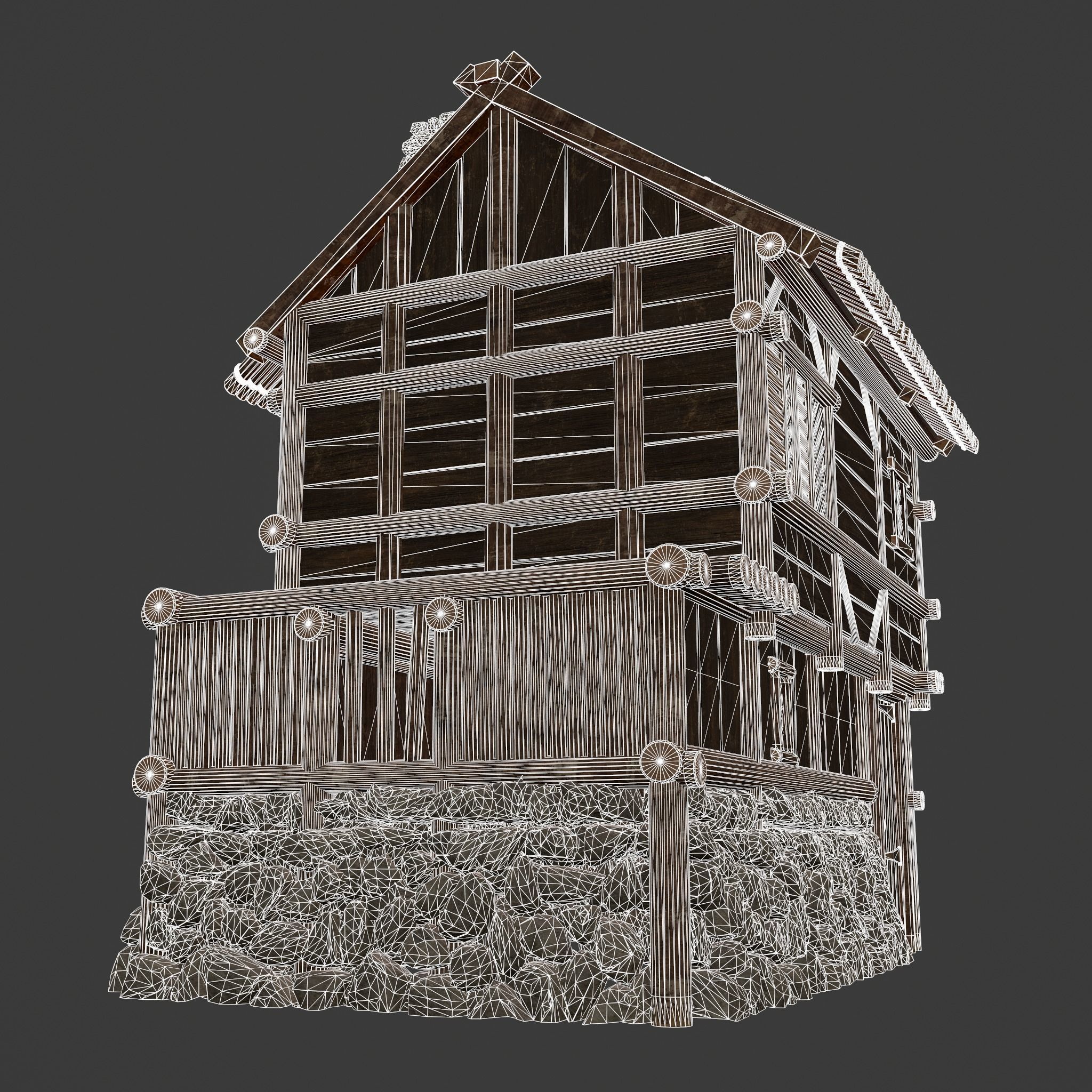 Medieval Cabin H Low-poly 3D model_48