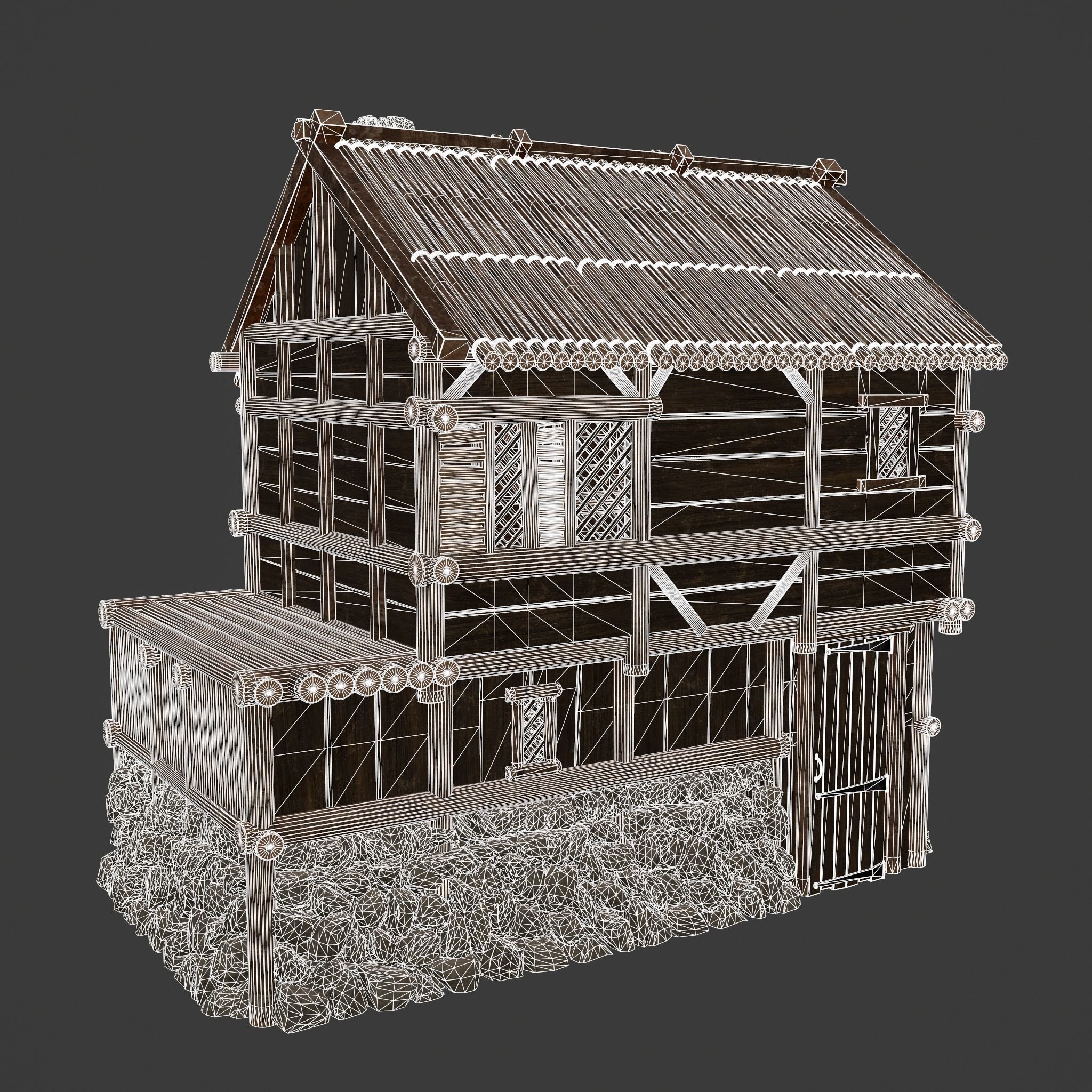 Medieval Cabin H Low-poly 3D model_37