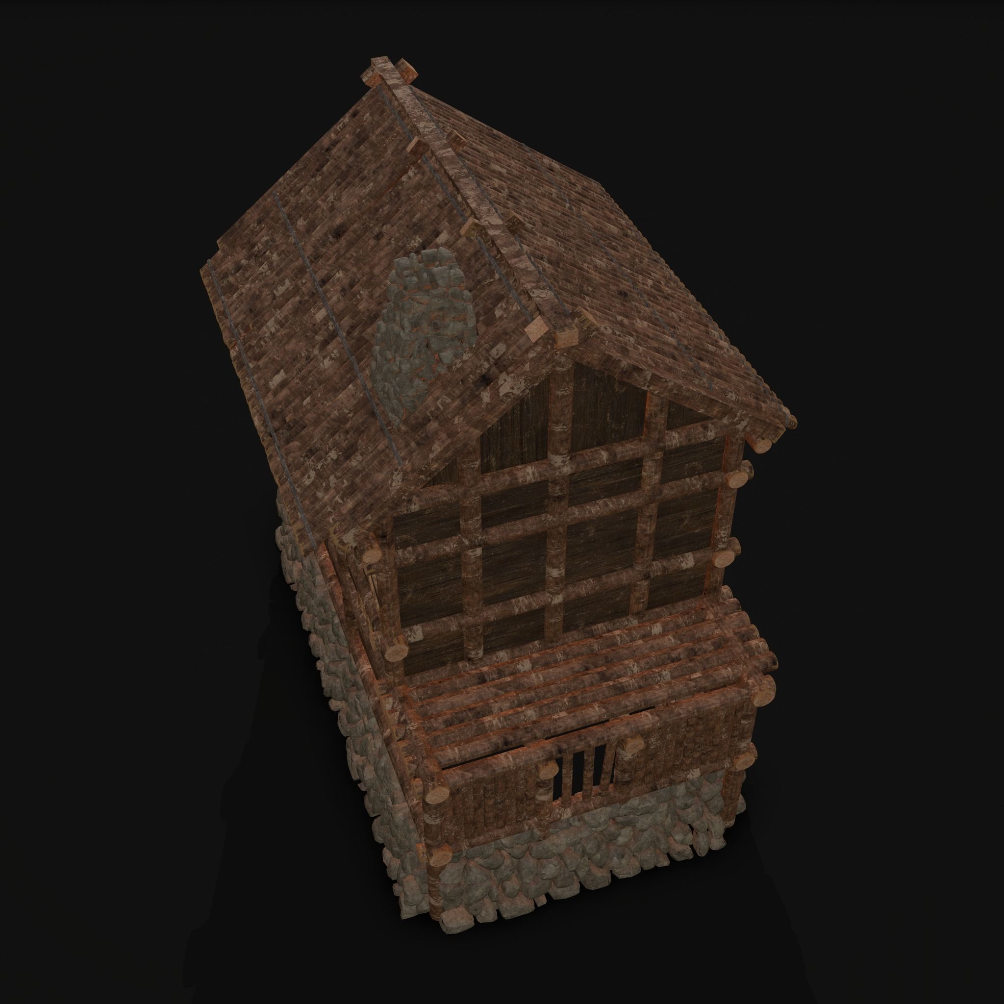 Medieval Cabin H Low-poly 3D model_16