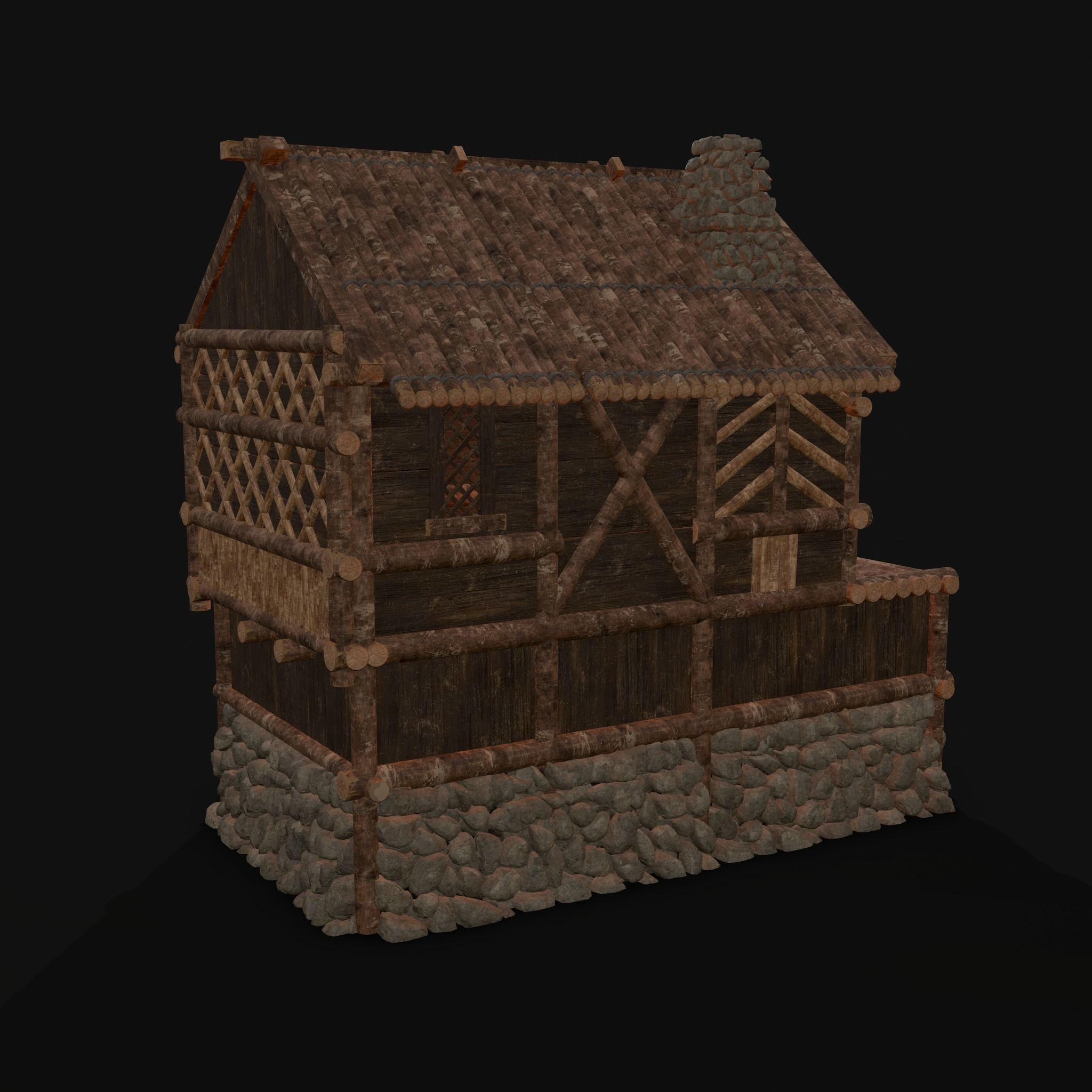 Medieval Cabin H Low-poly 3D model_8