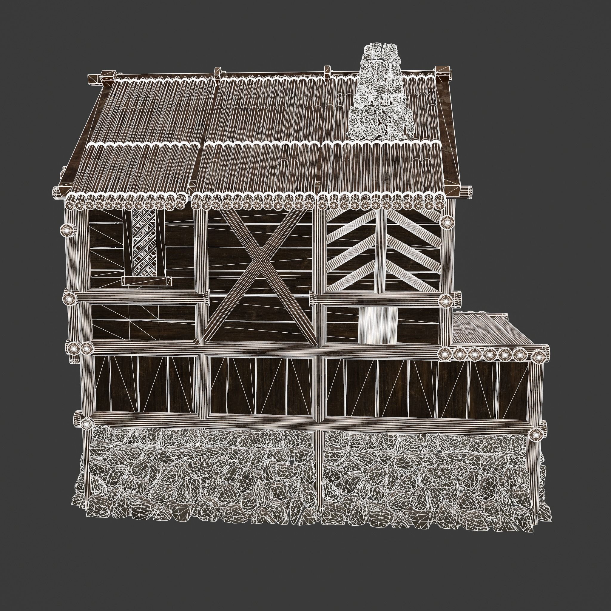 Medieval Cabin H Low-poly 3D model_40