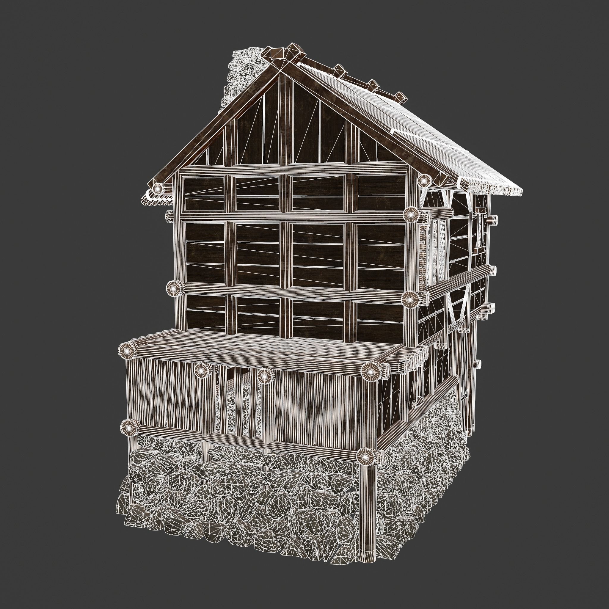 Medieval Cabin H Low-poly 3D model_38