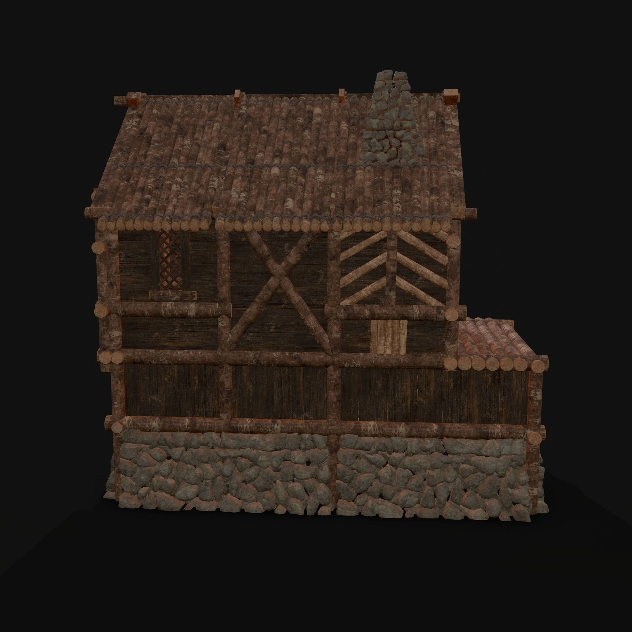 Medieval Cabin H Low-poly 3D model_7