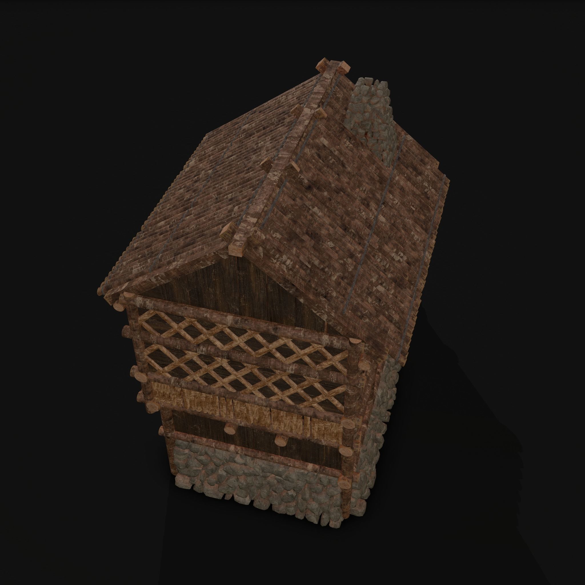 Medieval Cabin H Low-poly 3D model_11