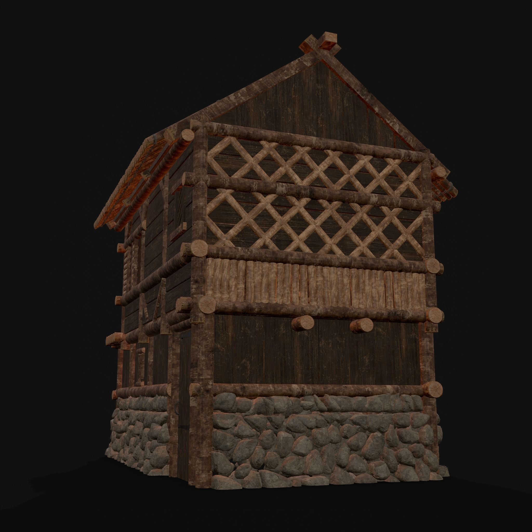 Medieval Cabin H Low-poly 3D model_20