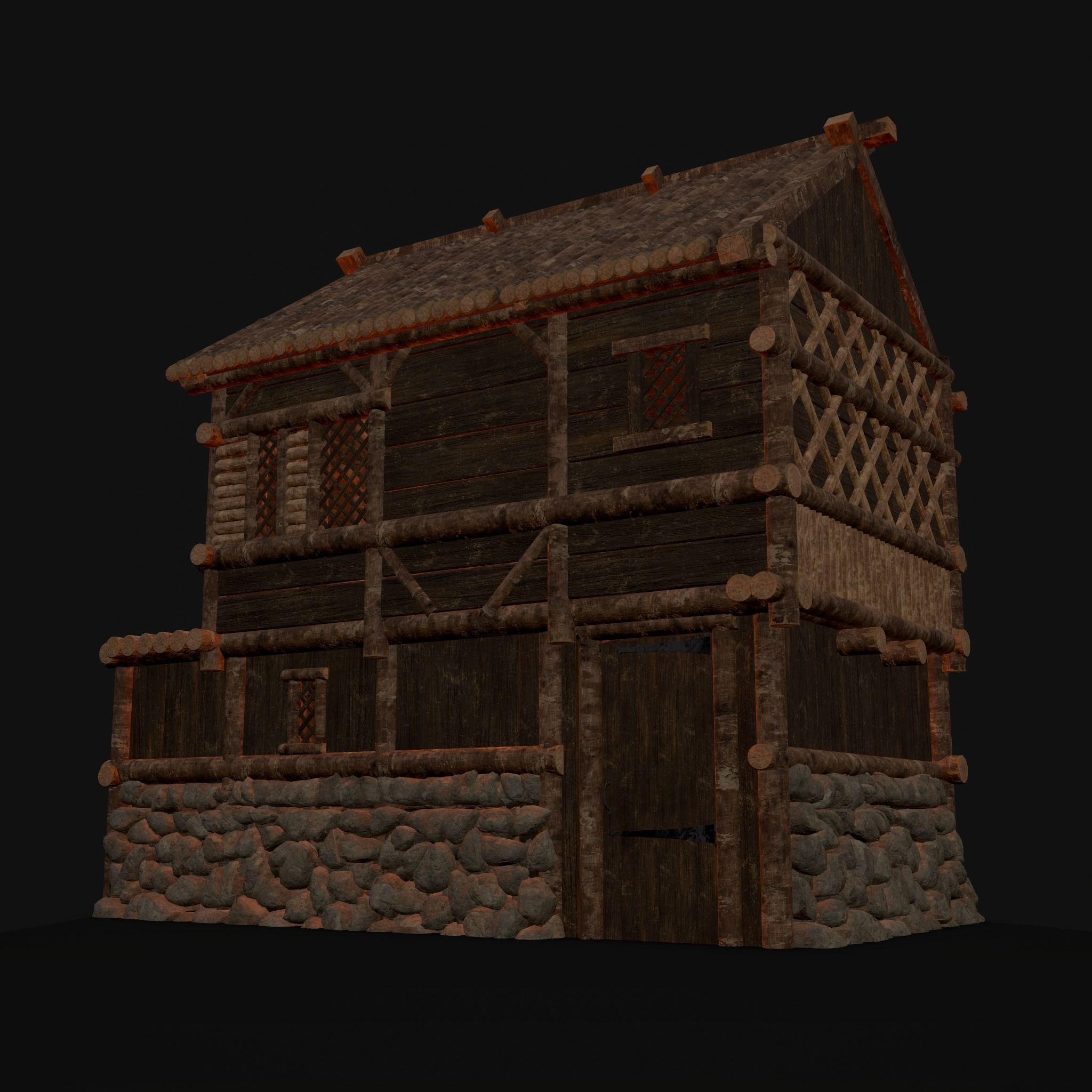 Medieval Cabin H Low-poly 3D model_24