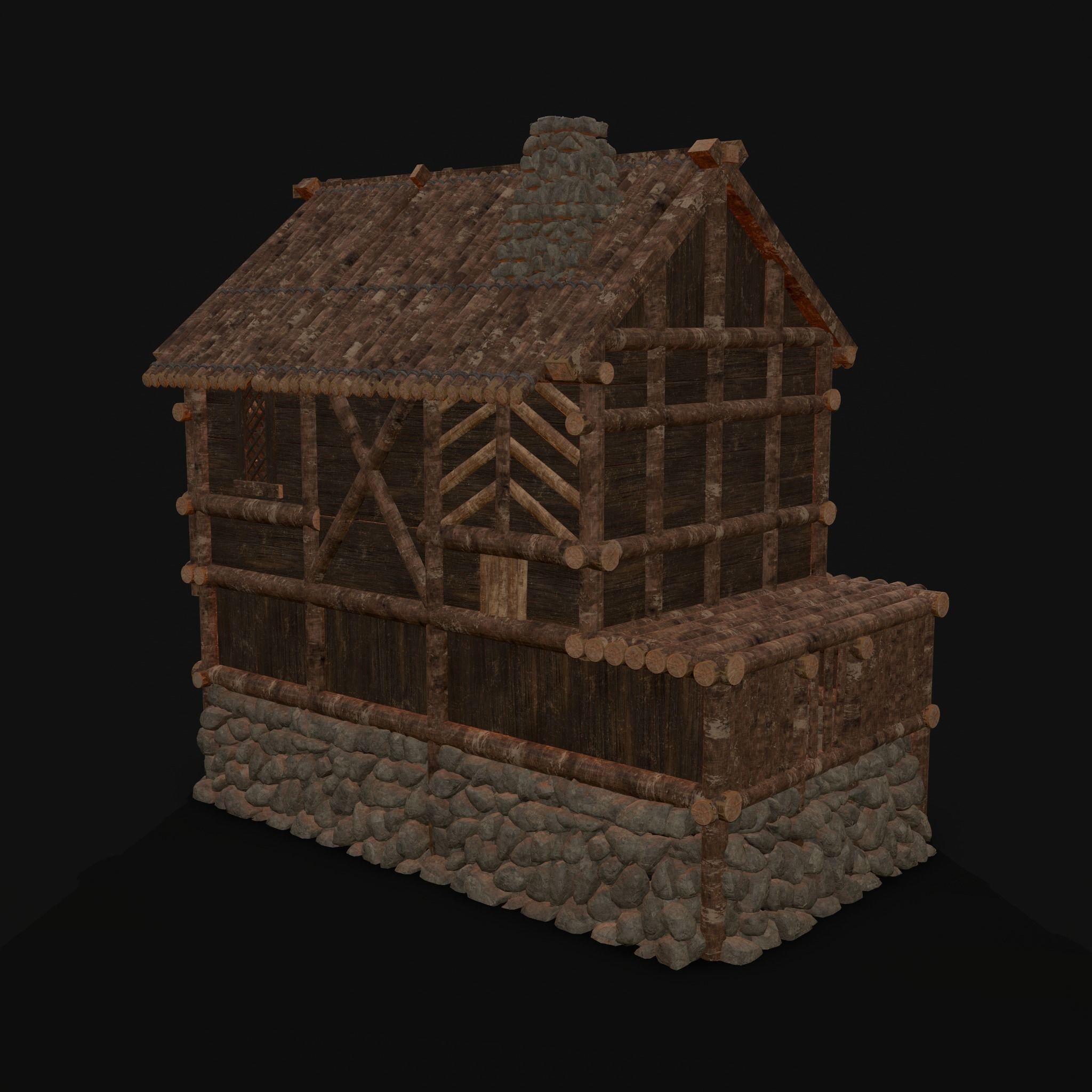 Medieval Cabin H Low-poly 3D model_6