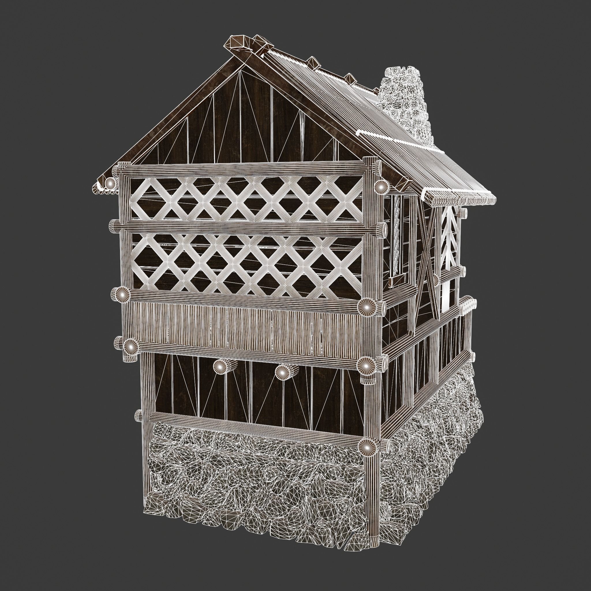 Medieval Cabin H Low-poly 3D model_36