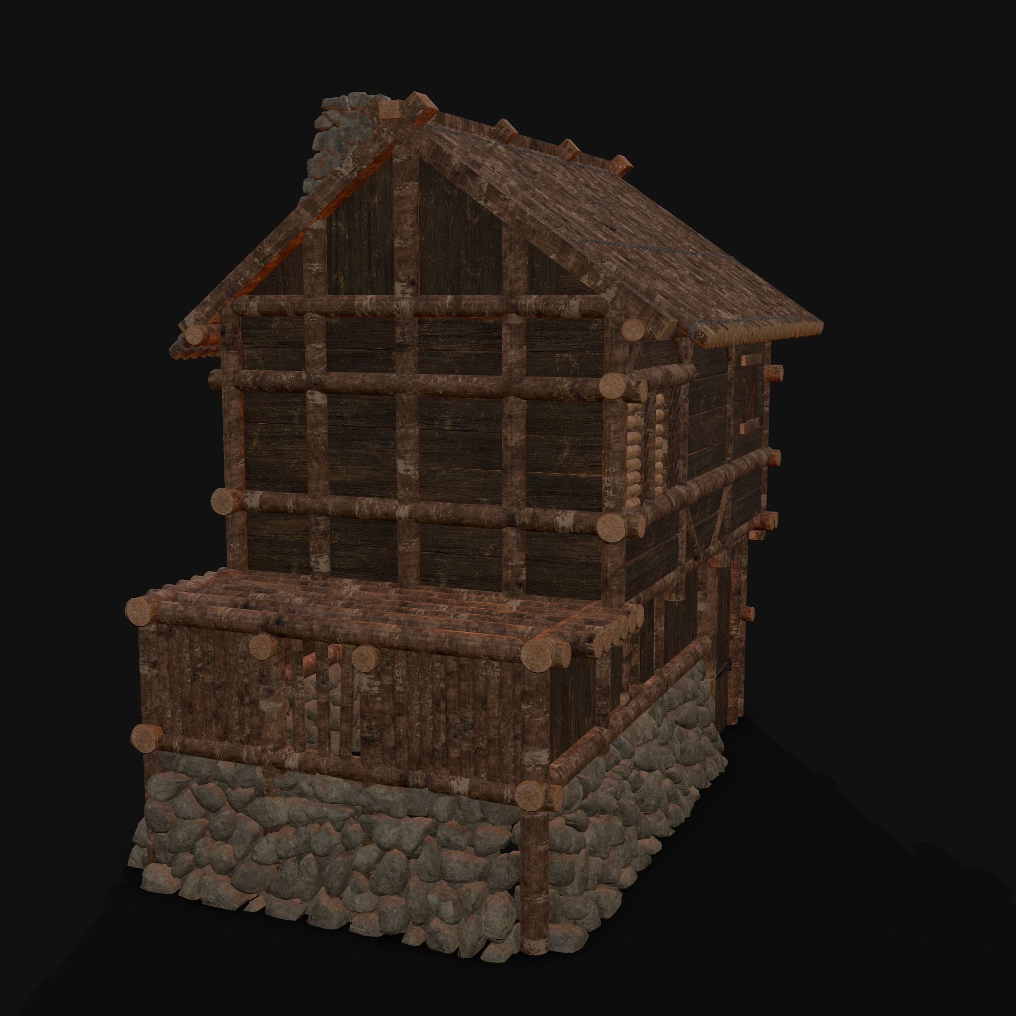 Medieval Cabin H Low-poly 3D model_4
