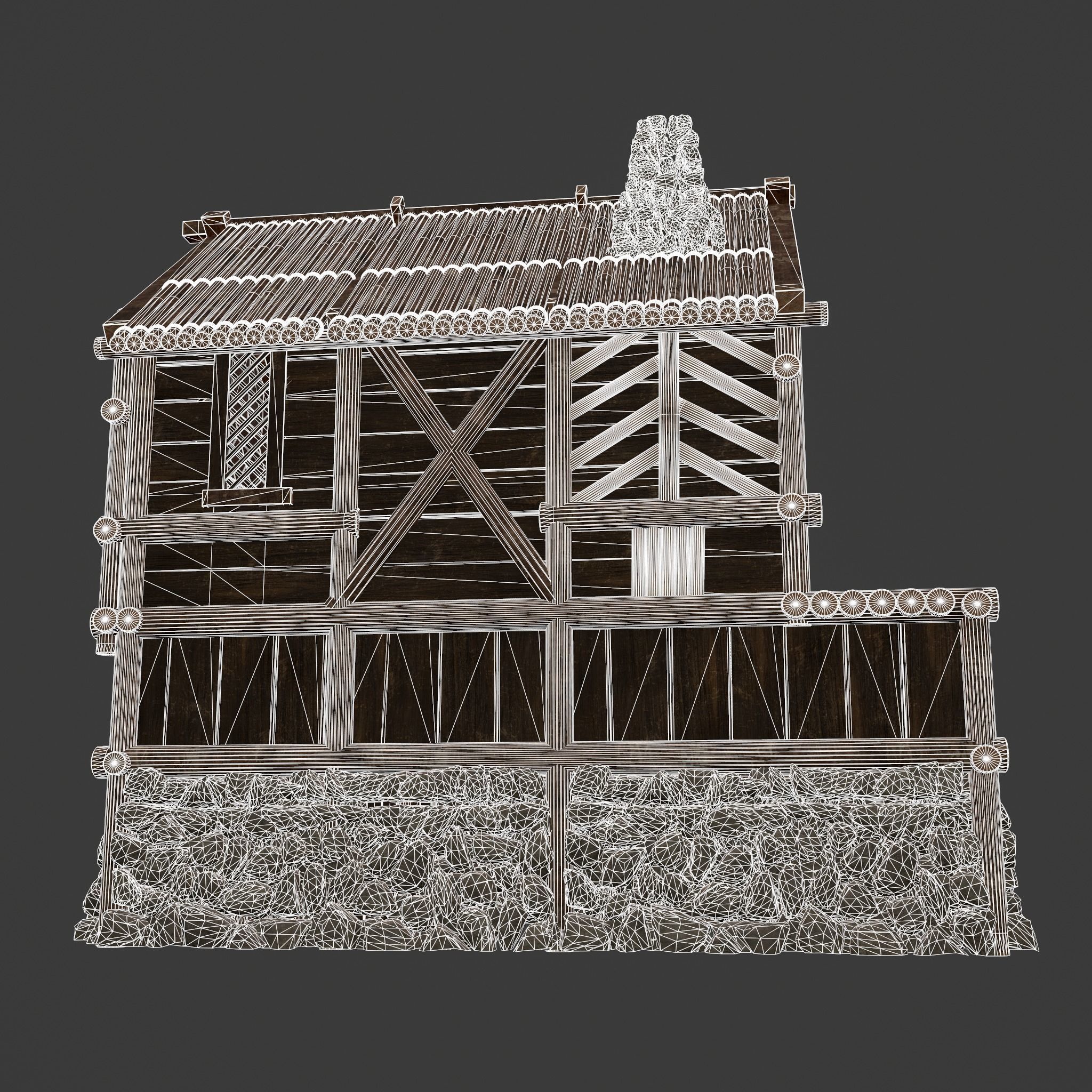 Medieval Cabin H Low-poly 3D model_54