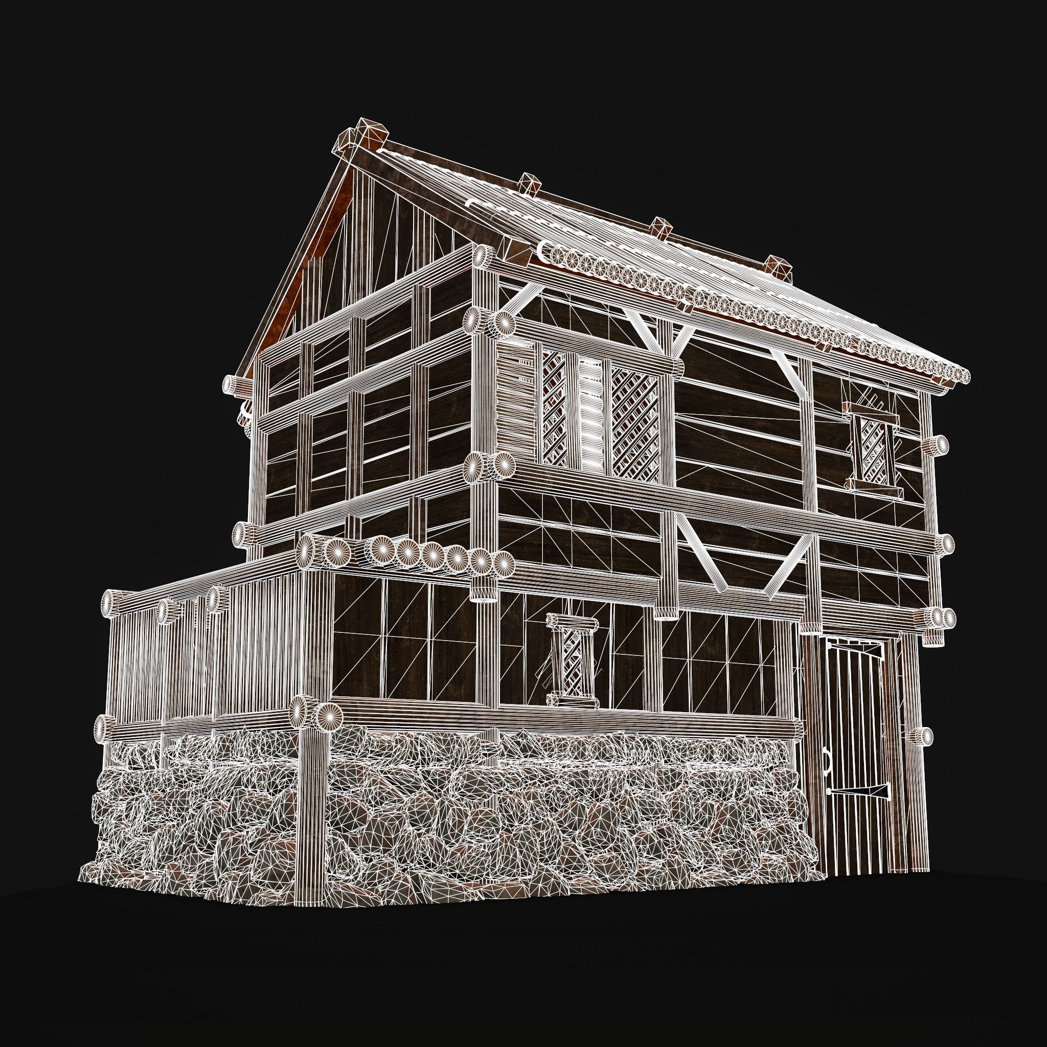 Medieval Cabin H Low-poly 3D model_33