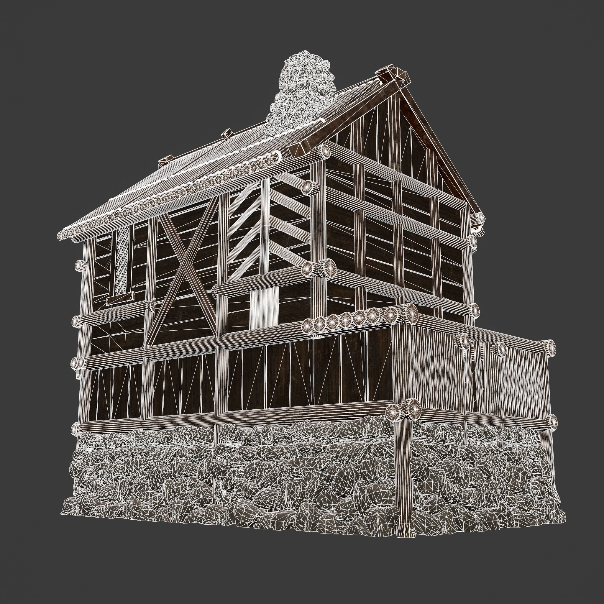 Medieval Cabin H Low-poly 3D model_55