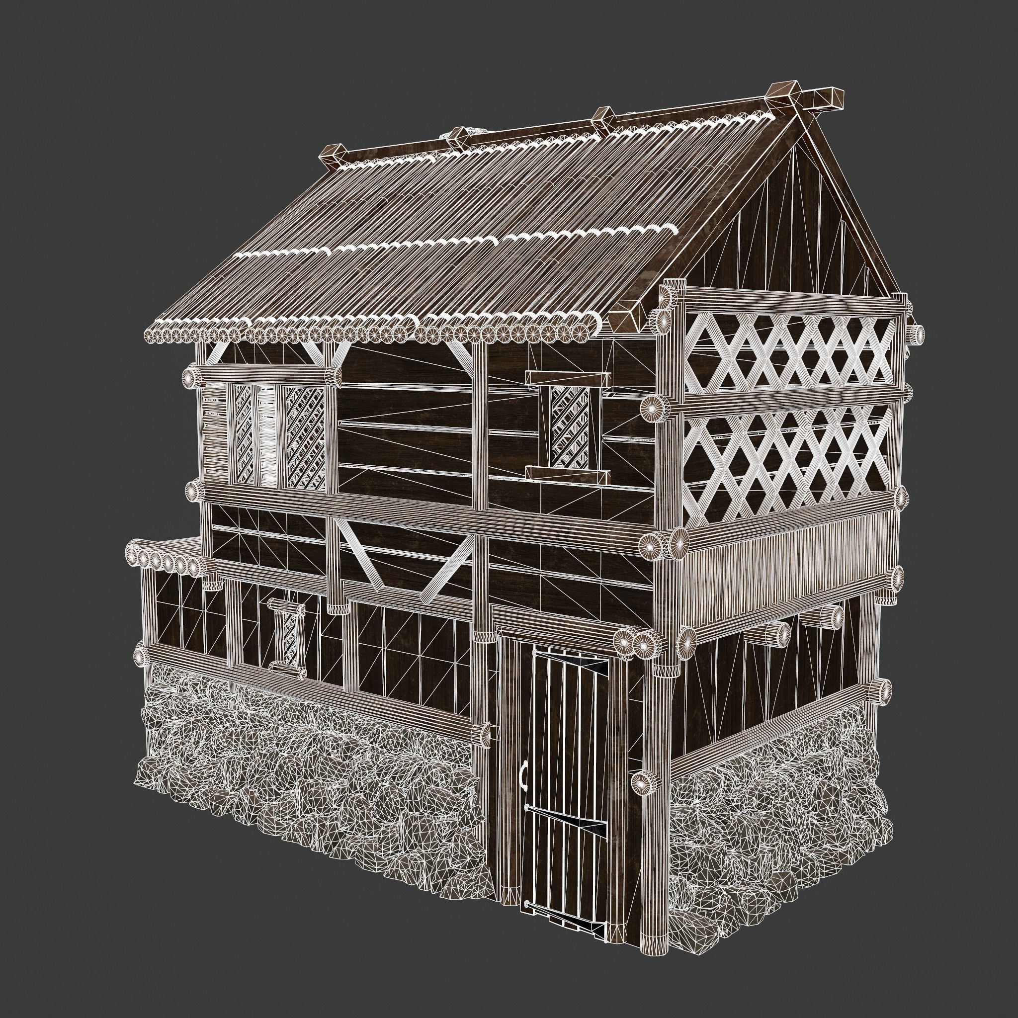 Medieval Cabin H Low-poly 3D model_32