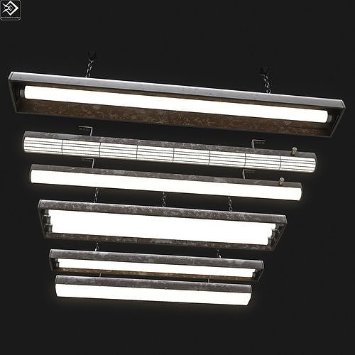 Tube Light Set Low-poly 3D model