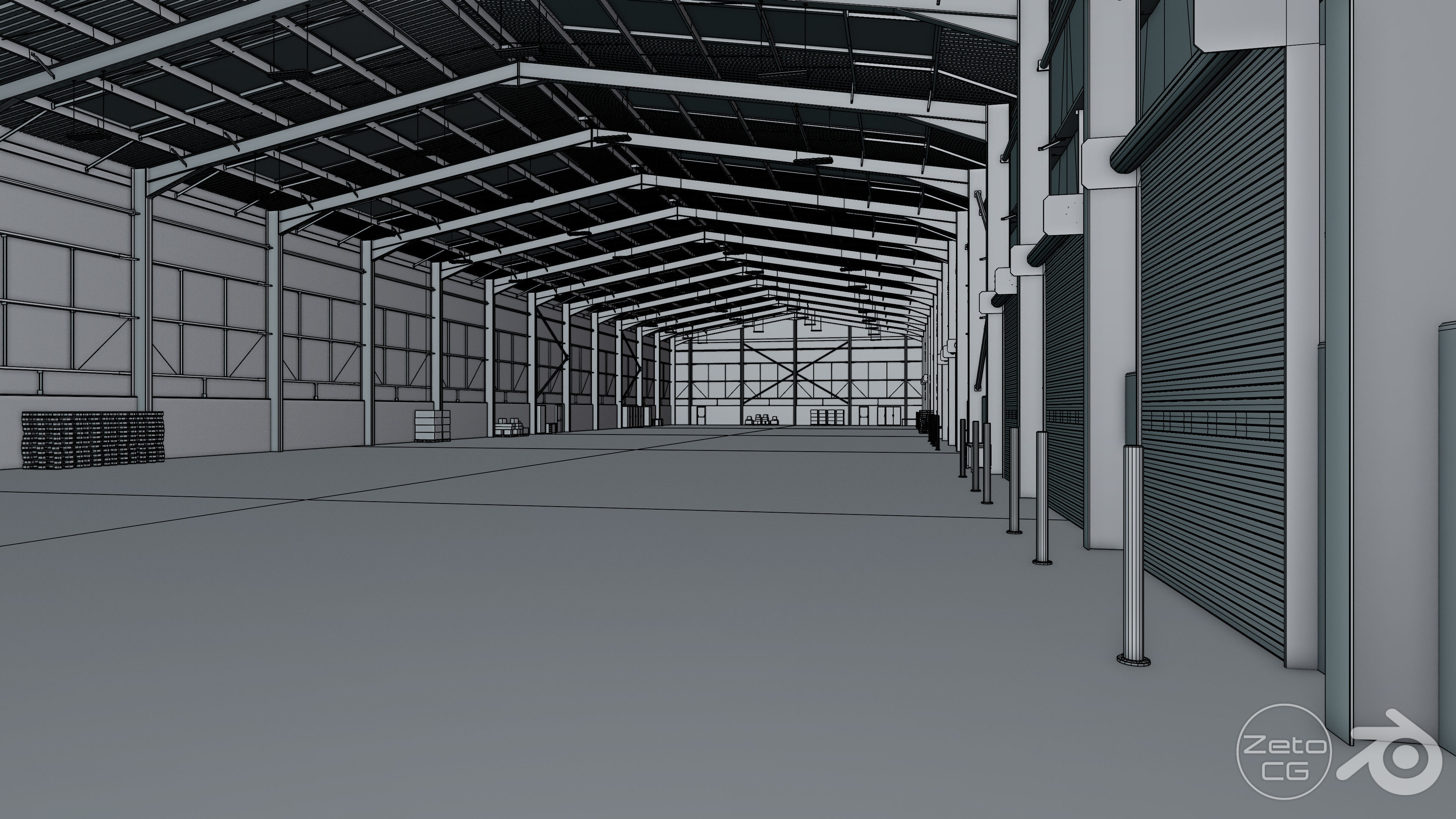 Industrial Warehouse Interior 11b - Textured - UE5 - Blender Low-poly 3D model_21