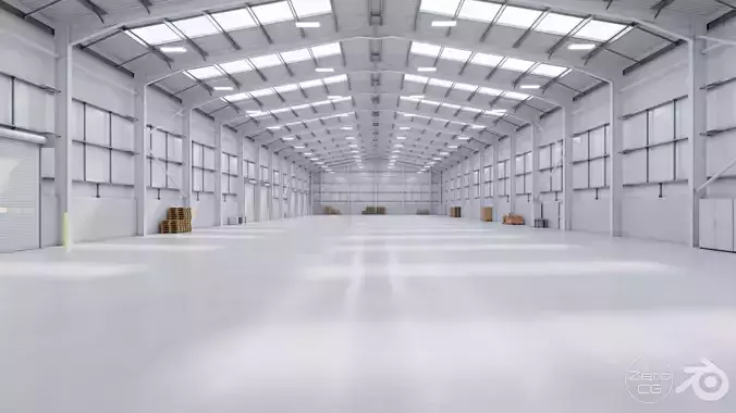 Industrial Warehouse Interior 11b - Textured - UE5 - Blender Low-poly 3D model