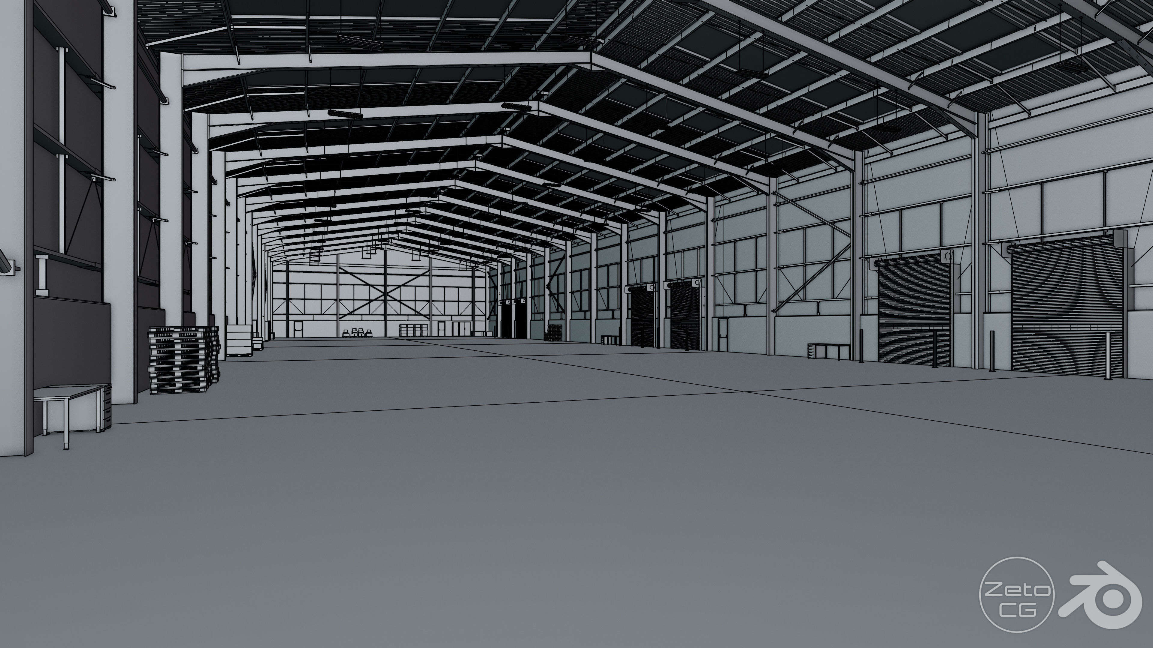 Industrial Warehouse Interior 11b - Textured - UE5 - Blender Low-poly 3D model_19