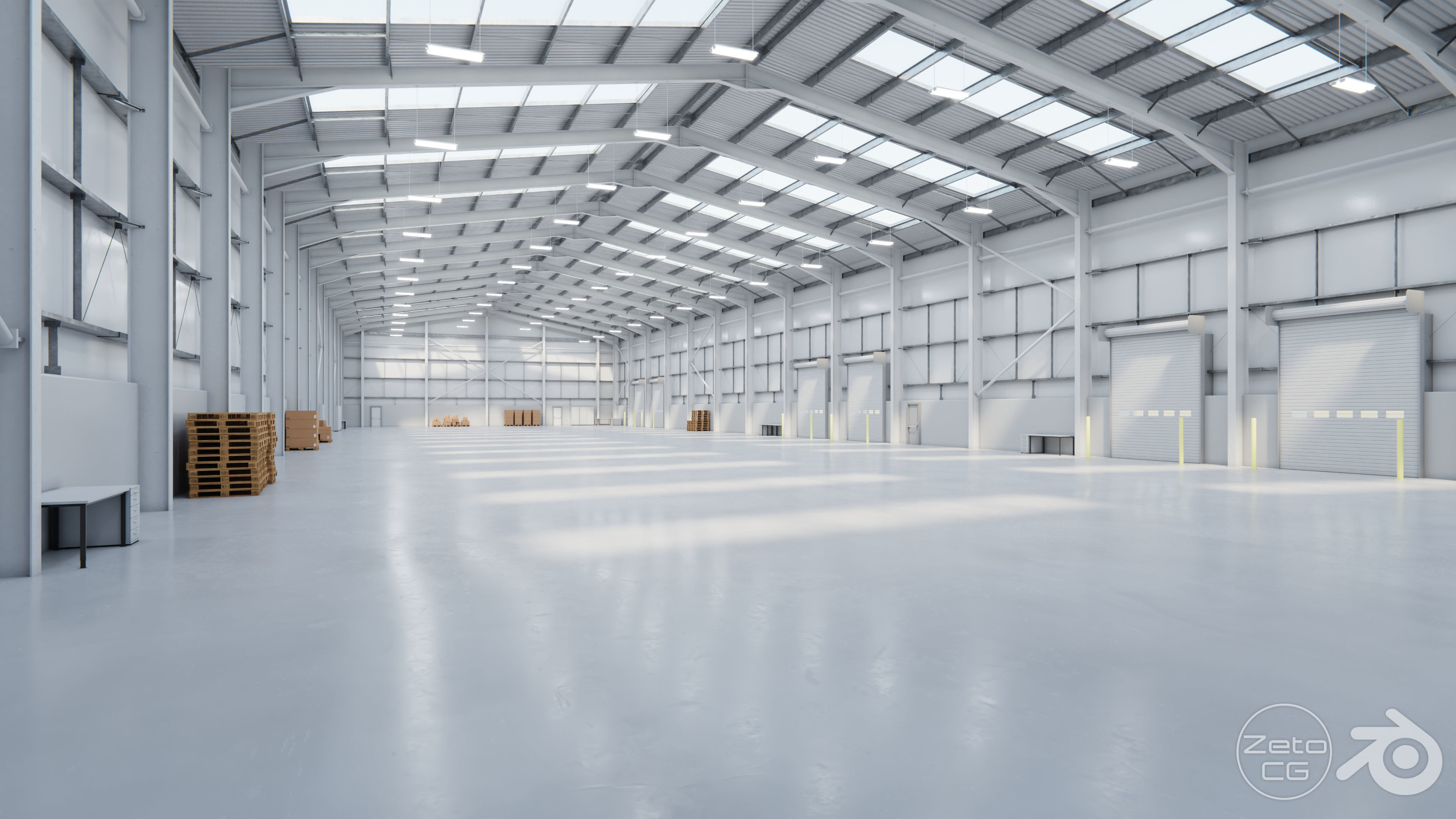 Industrial Warehouse Interior 11b - Textured - UE5 - Blender Low-poly 3D model_4