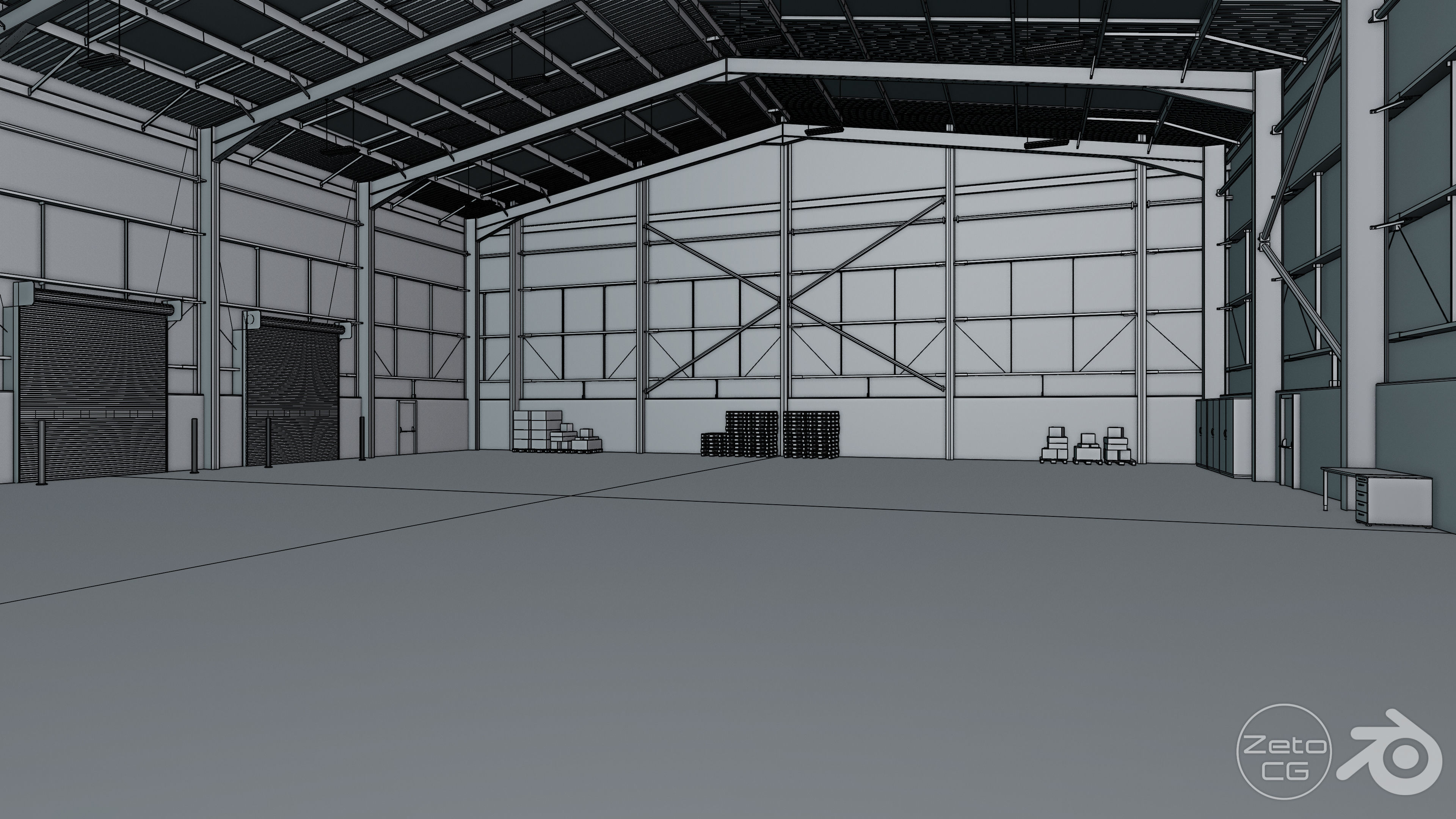 Industrial Warehouse Interior 11b - Textured - UE5 - Blender Low-poly 3D model_18