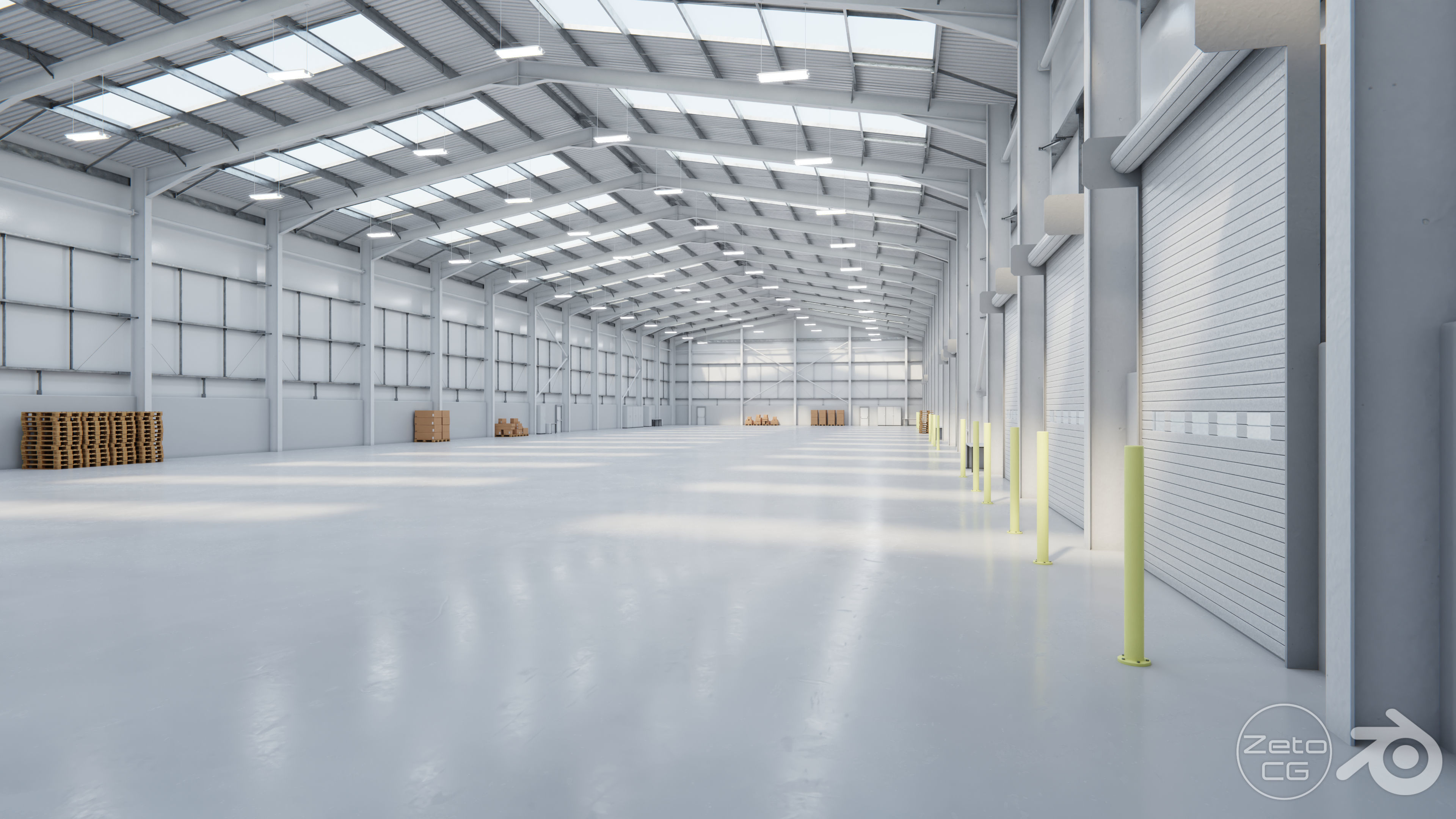 Industrial Warehouse Interior 11b - Textured - UE5 - Blender Low-poly 3D model_6