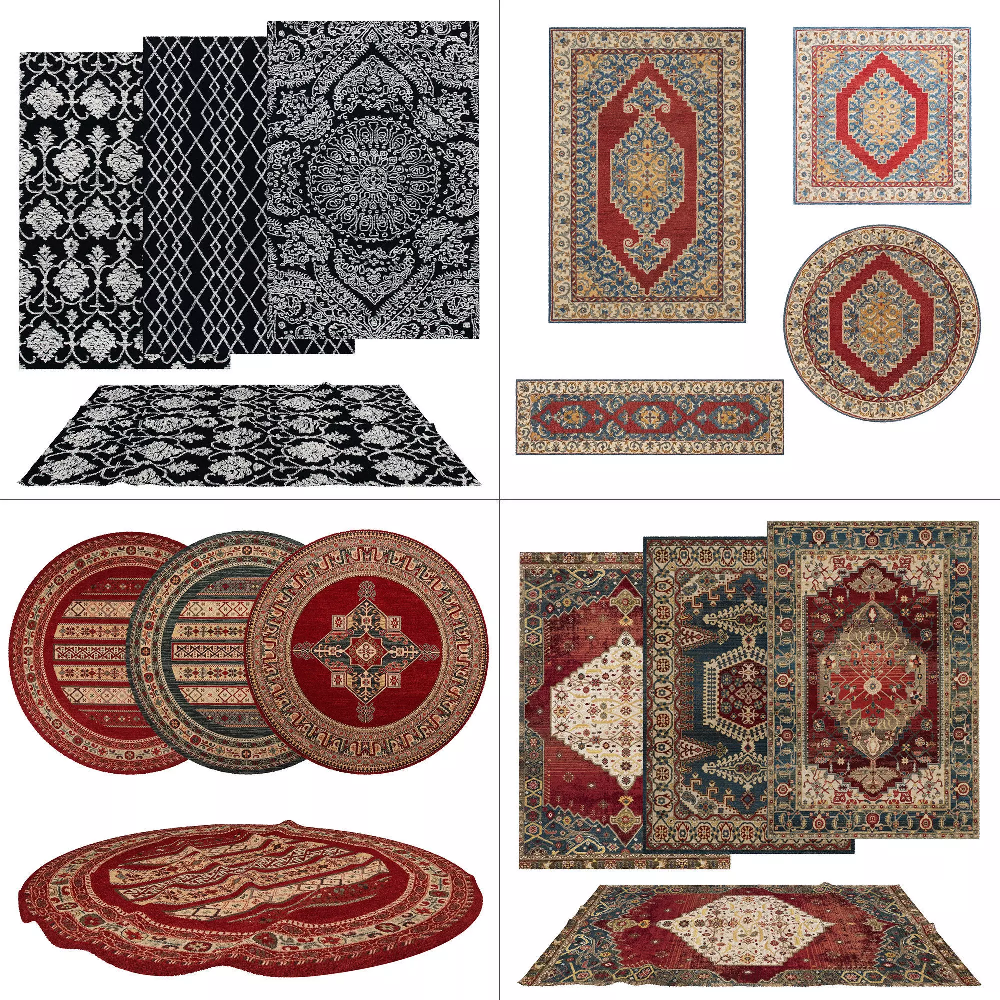 3d Rugs Library 3D model 4 in 1 Rug Collection No 14 VR / AR / low-poly | CGTrader