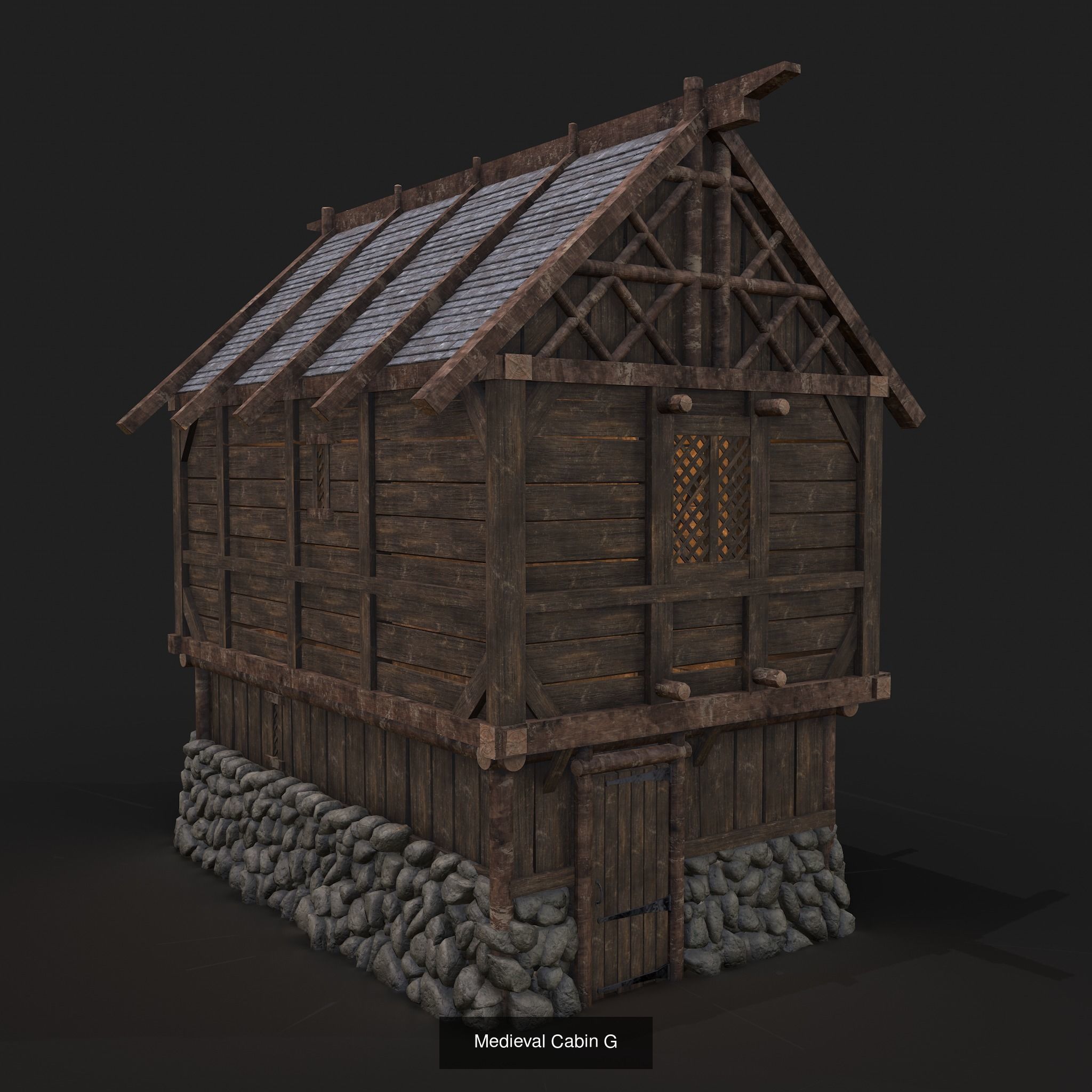 Medieval Wooden Cabins Collection of 8 _12