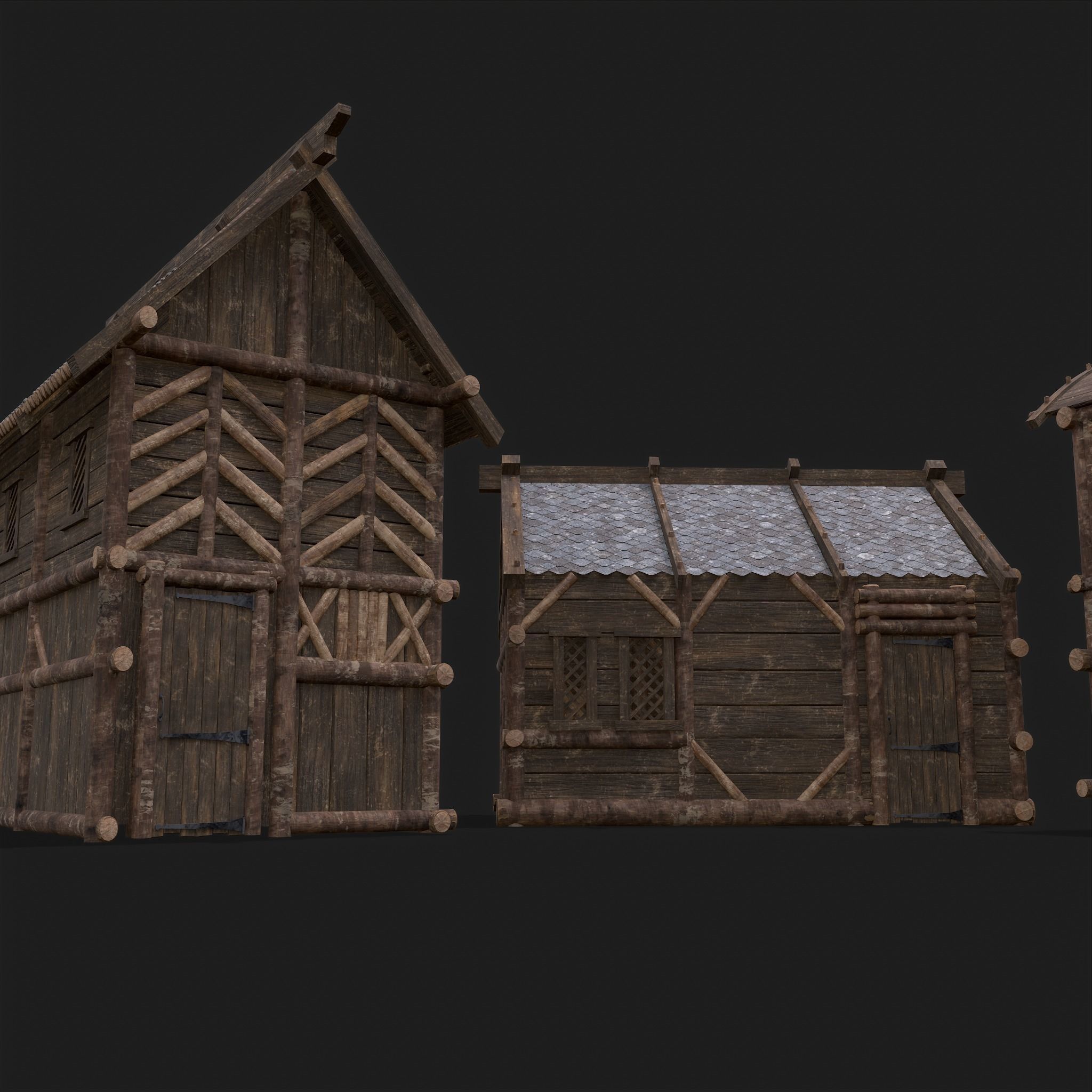 Medieval Wooden Cabins Collection of 8 _52