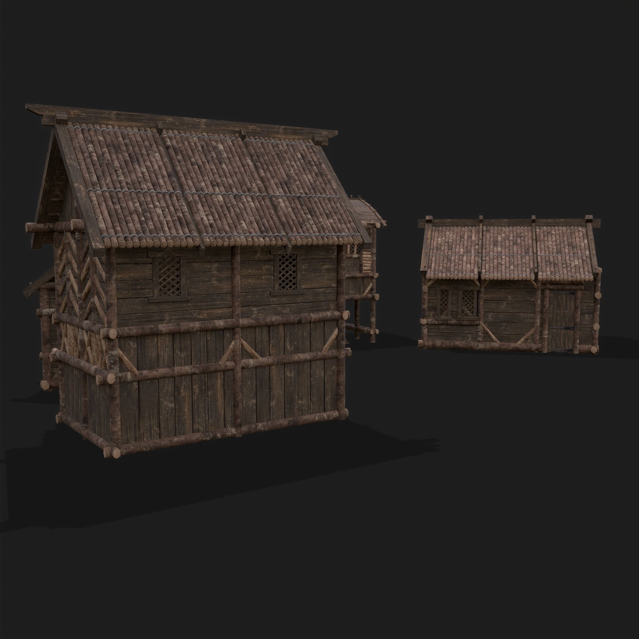 Medieval Wooden Cabins Collection of 8 _47