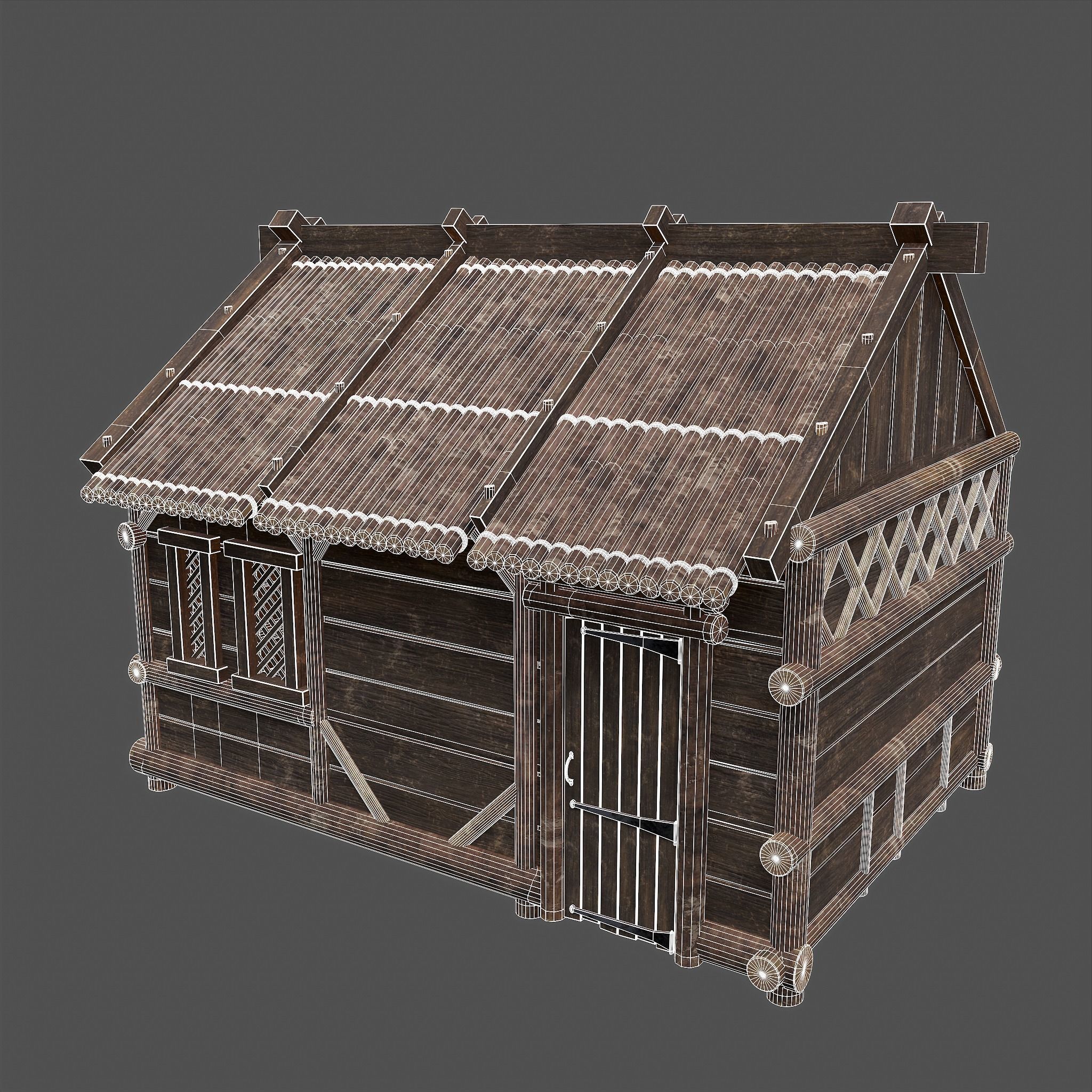 Medieval Wooden Cabins Collection of 8 _66