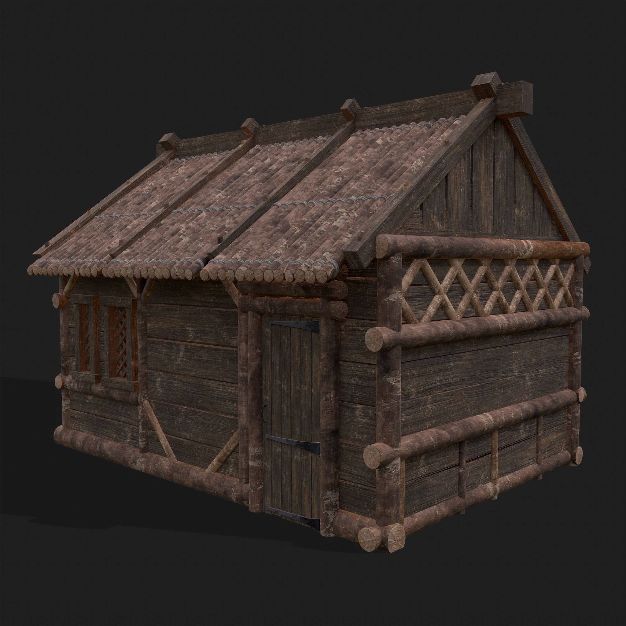 Medieval Wooden Cabins Collection of 8 _63