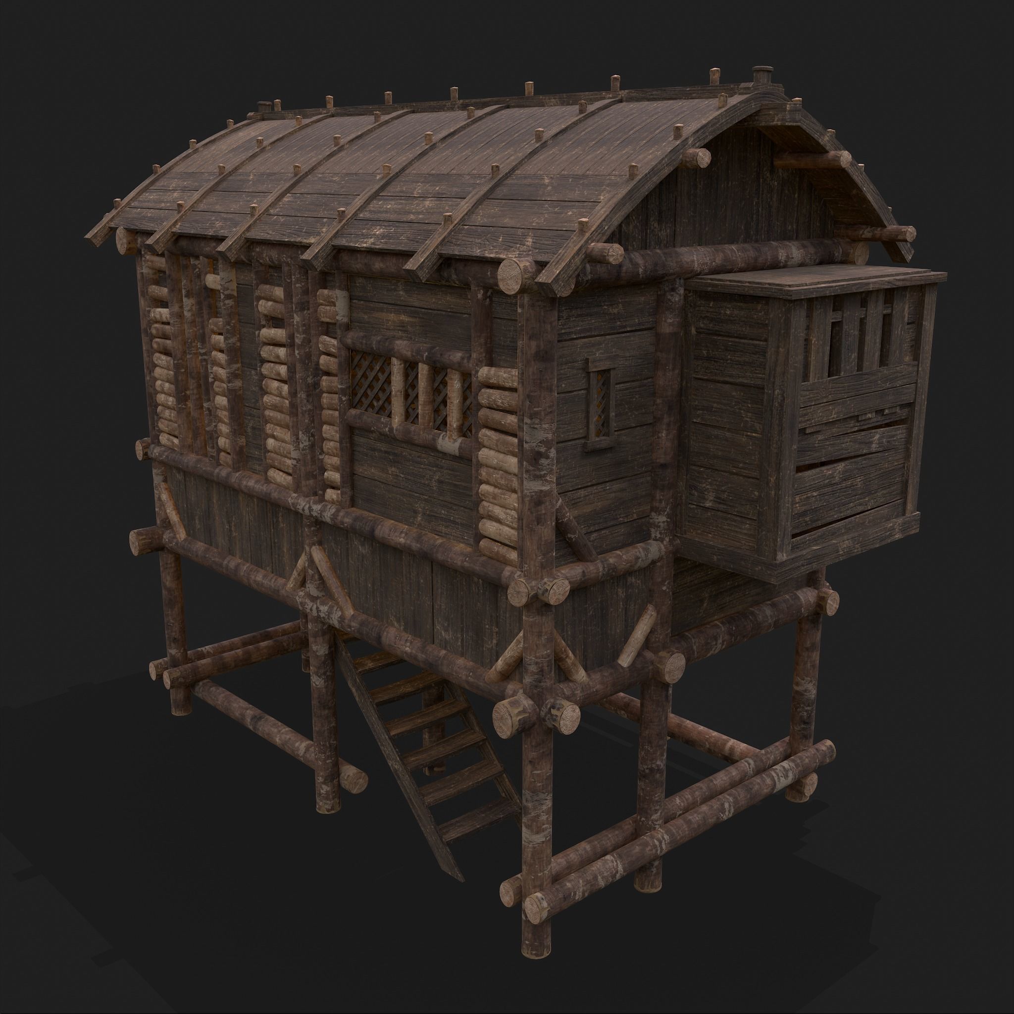 Medieval Wooden Cabins Collection of 8 _14