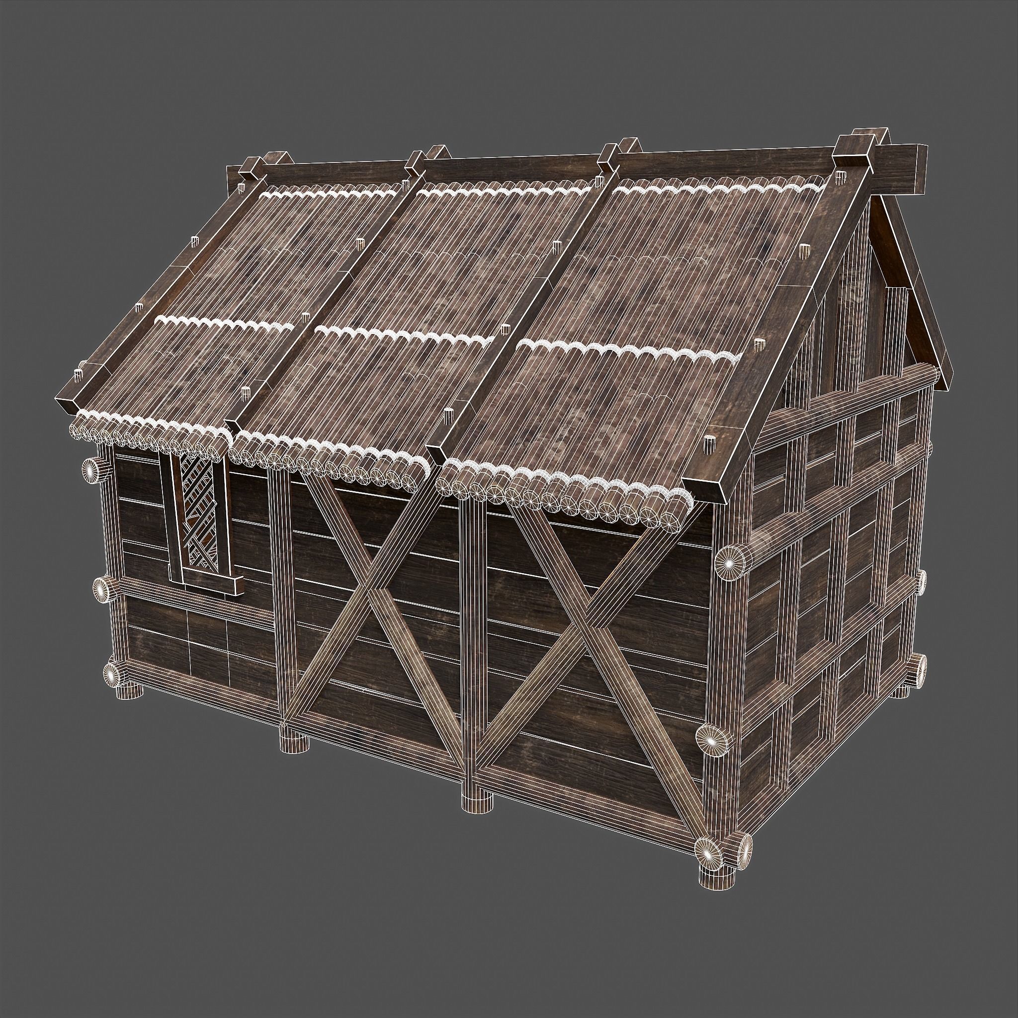 Medieval Wooden Cabins Collection of 8 _68