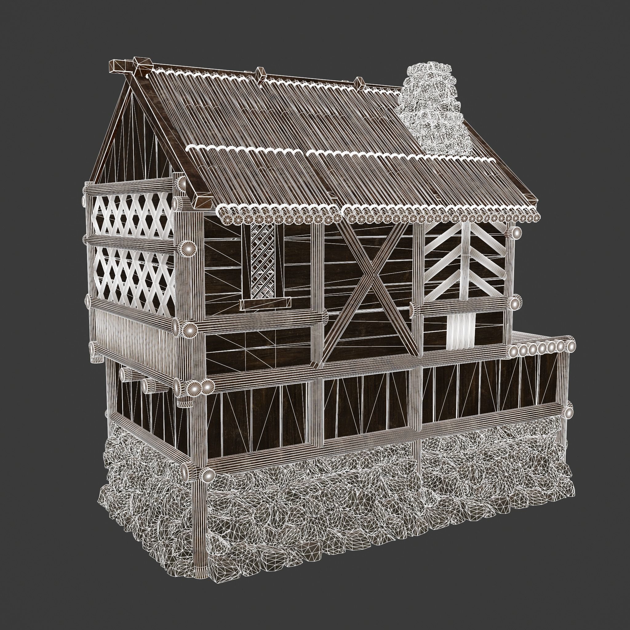 Medieval Wooden Cabins Collection of 8 _42