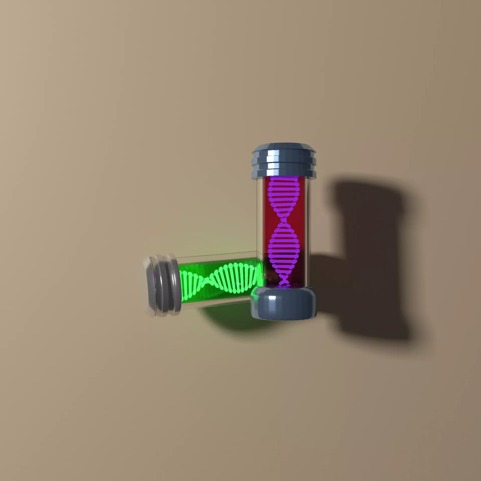 DNA in test tubes Free low-poly 3D model