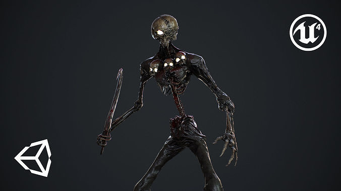 Undead skeleton Low-poly 3D model