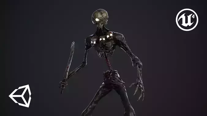 Undead skeleton Low-poly 3D model