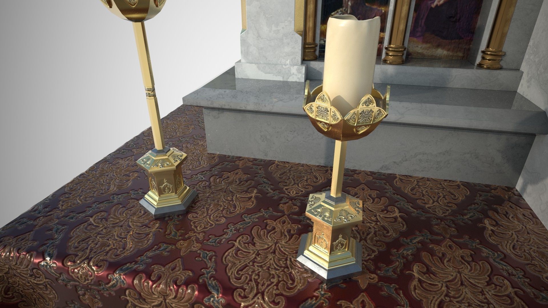 Altar shrine with Lord Jesus on the cross 3D model_13