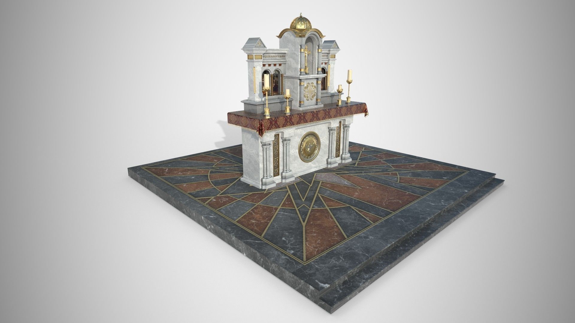 Altar shrine with Lord Jesus on the cross 3D model_5