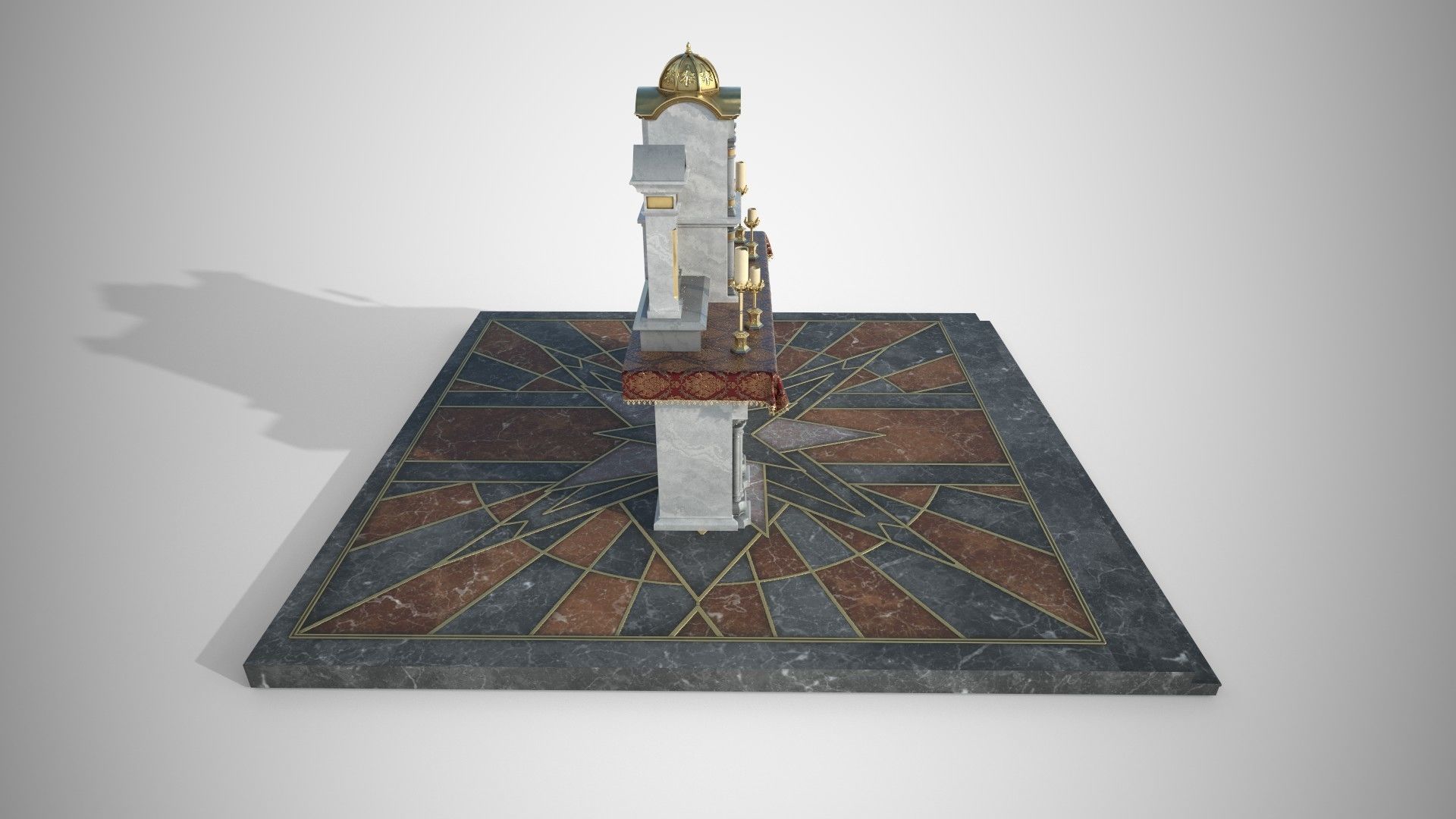 Altar shrine with Lord Jesus on the cross 3D model_4