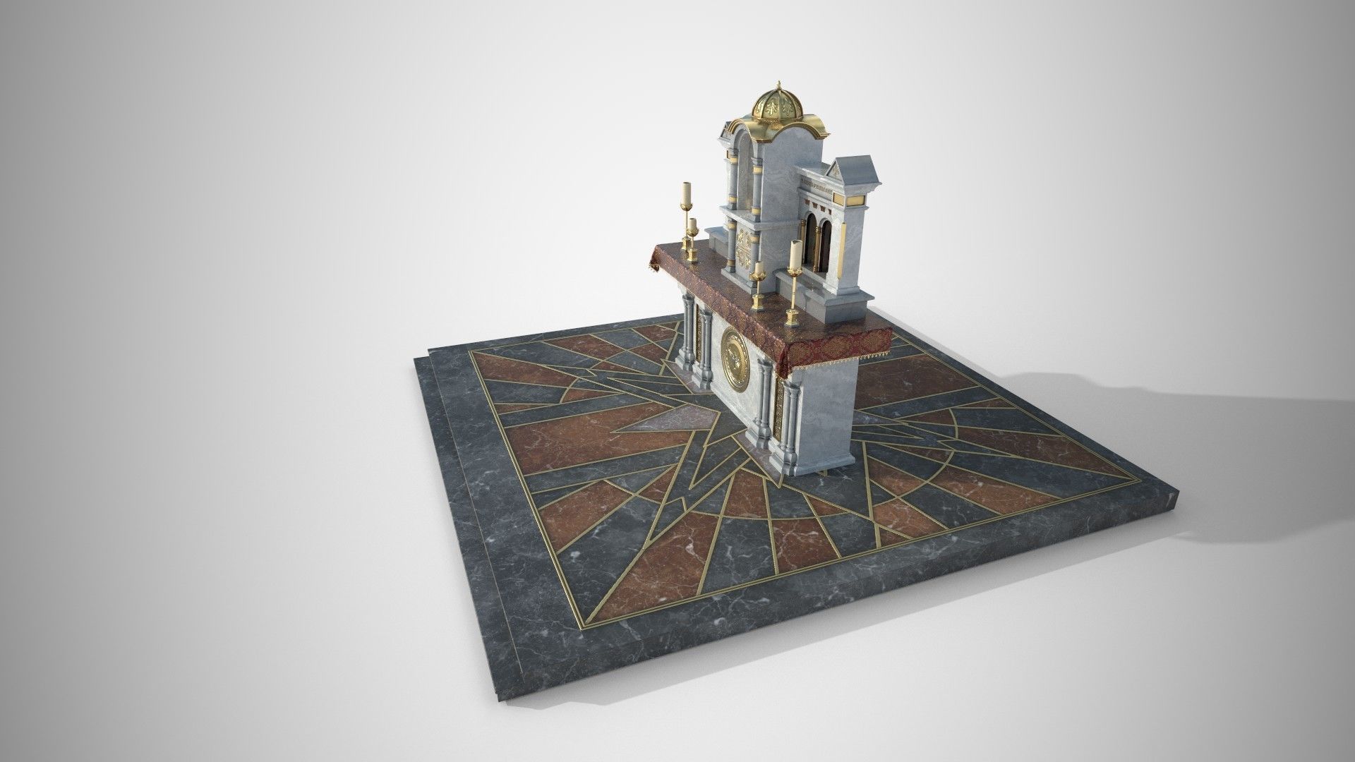 Altar shrine with Lord Jesus on the cross 3D model_2