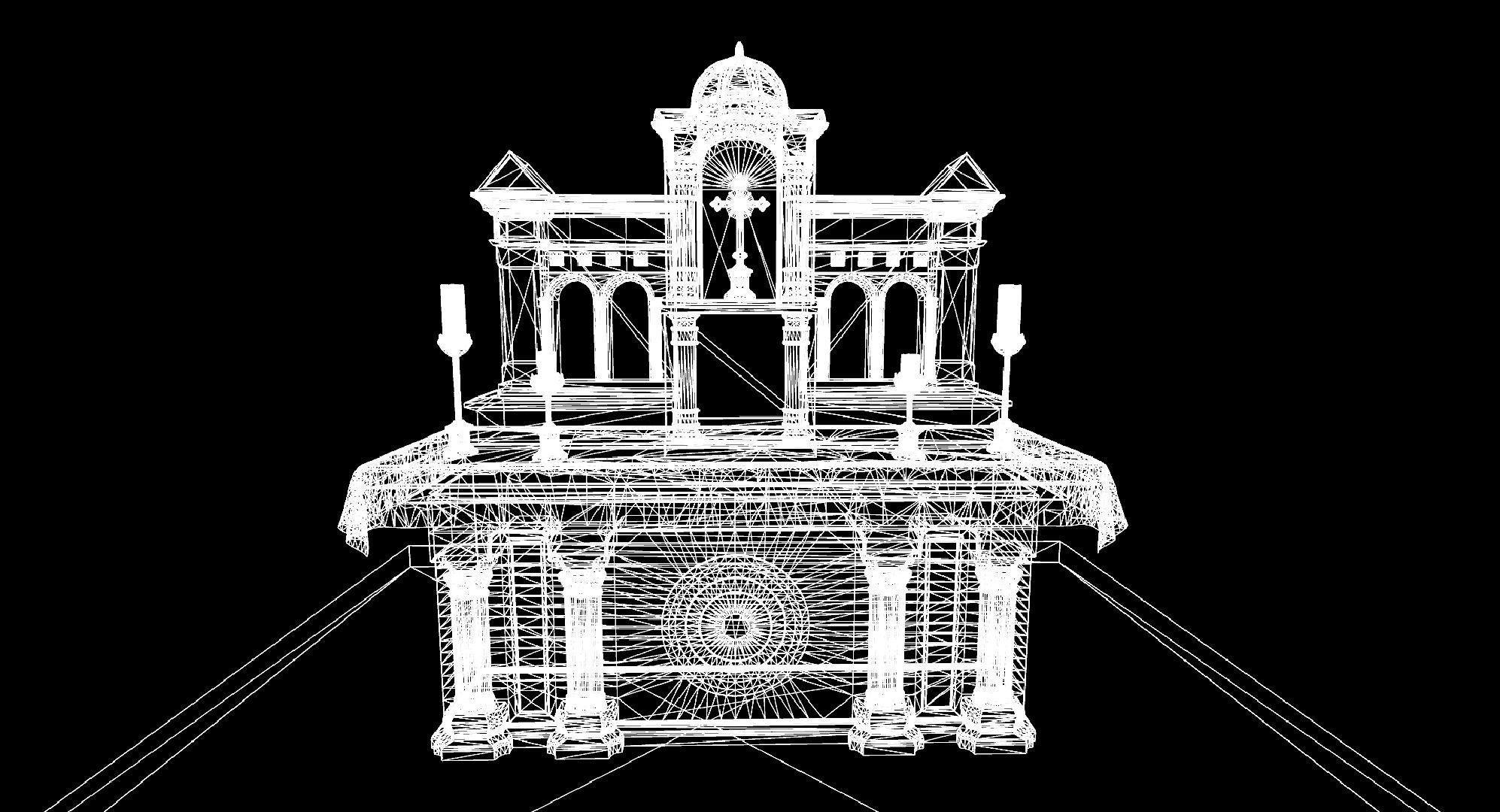 Altar shrine with Lord Jesus on the cross 3D model_14