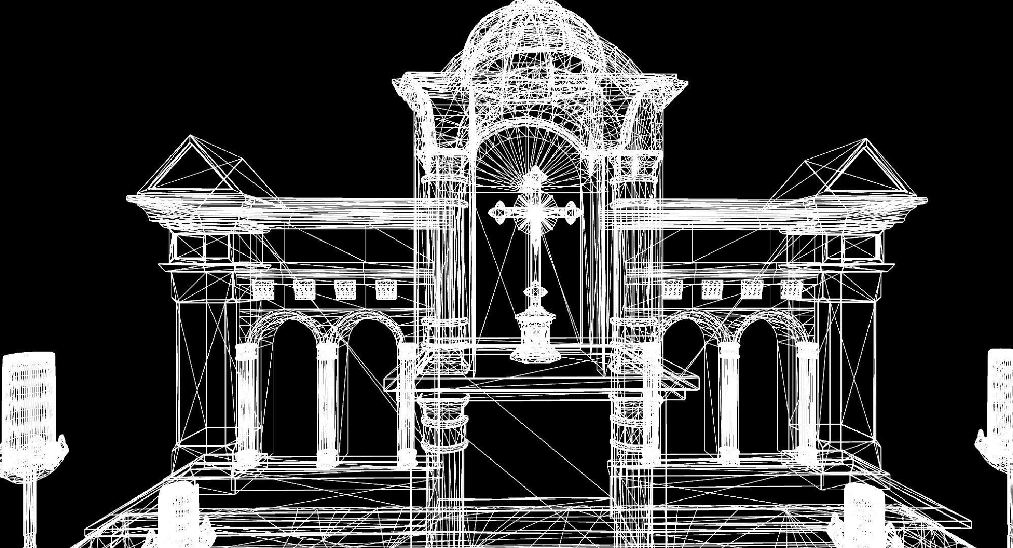 Altar shrine with Lord Jesus on the cross 3D model_16