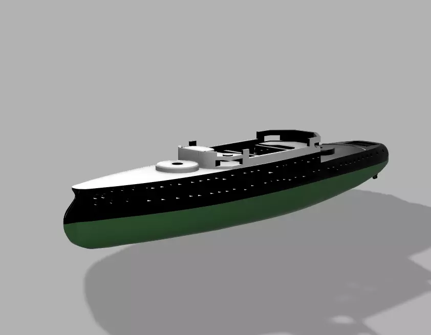 3D printable hull for the french Ironclad Bouvines  3D print model_0