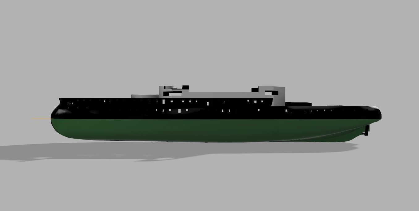 3D printable hull for the french Ironclad Bouvines  3D print model_2