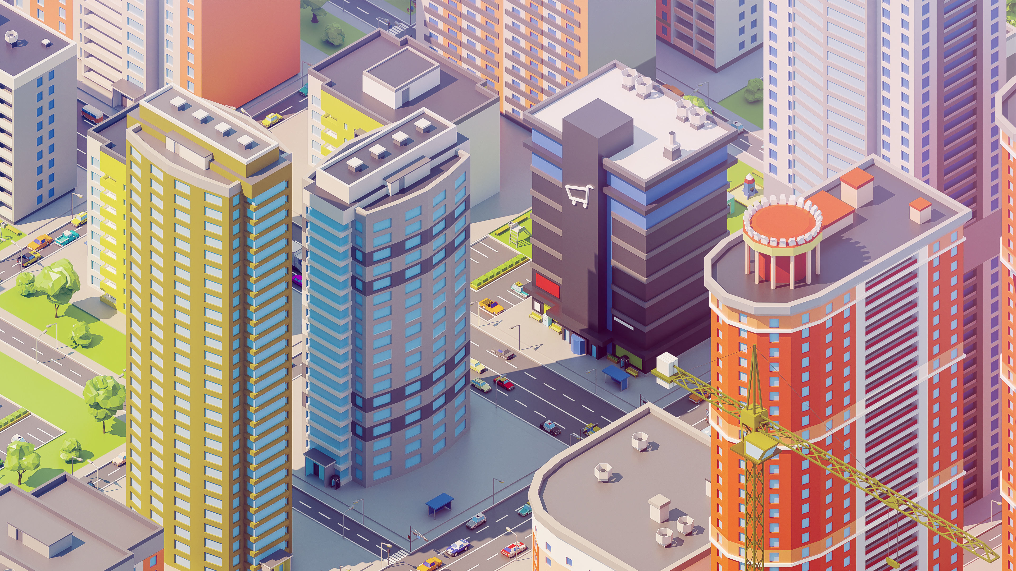 Eastern Europe City Low-poly 3D model_15