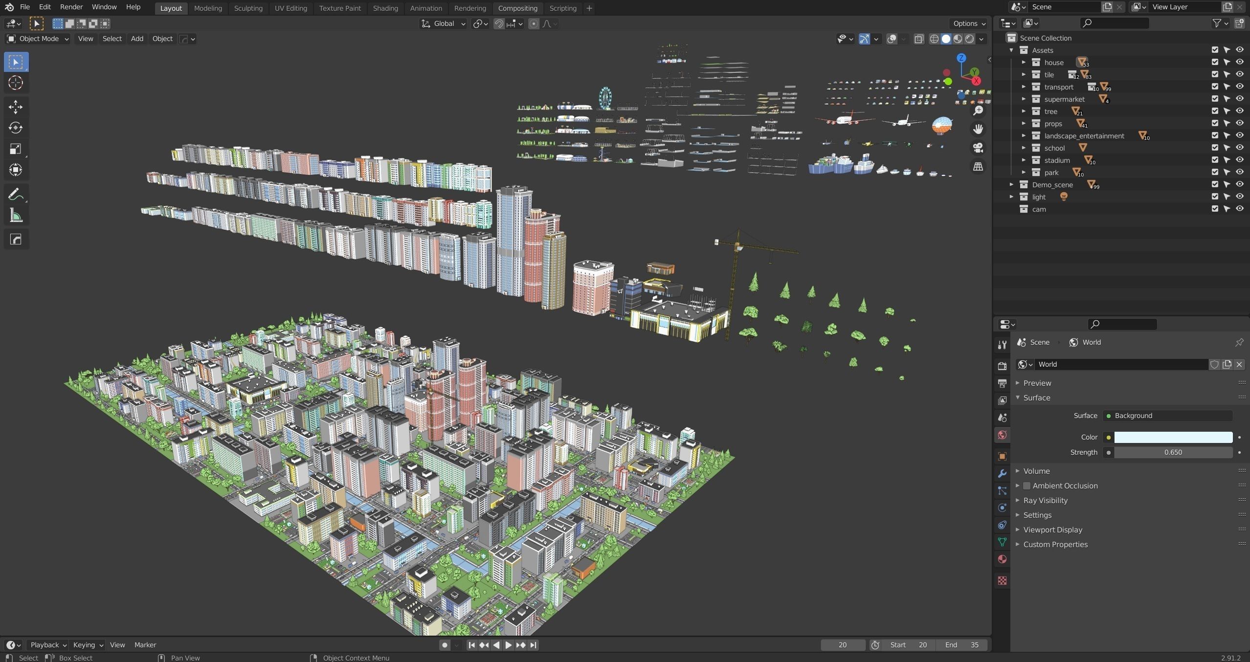 Eastern Europe City Low-poly 3D model_54