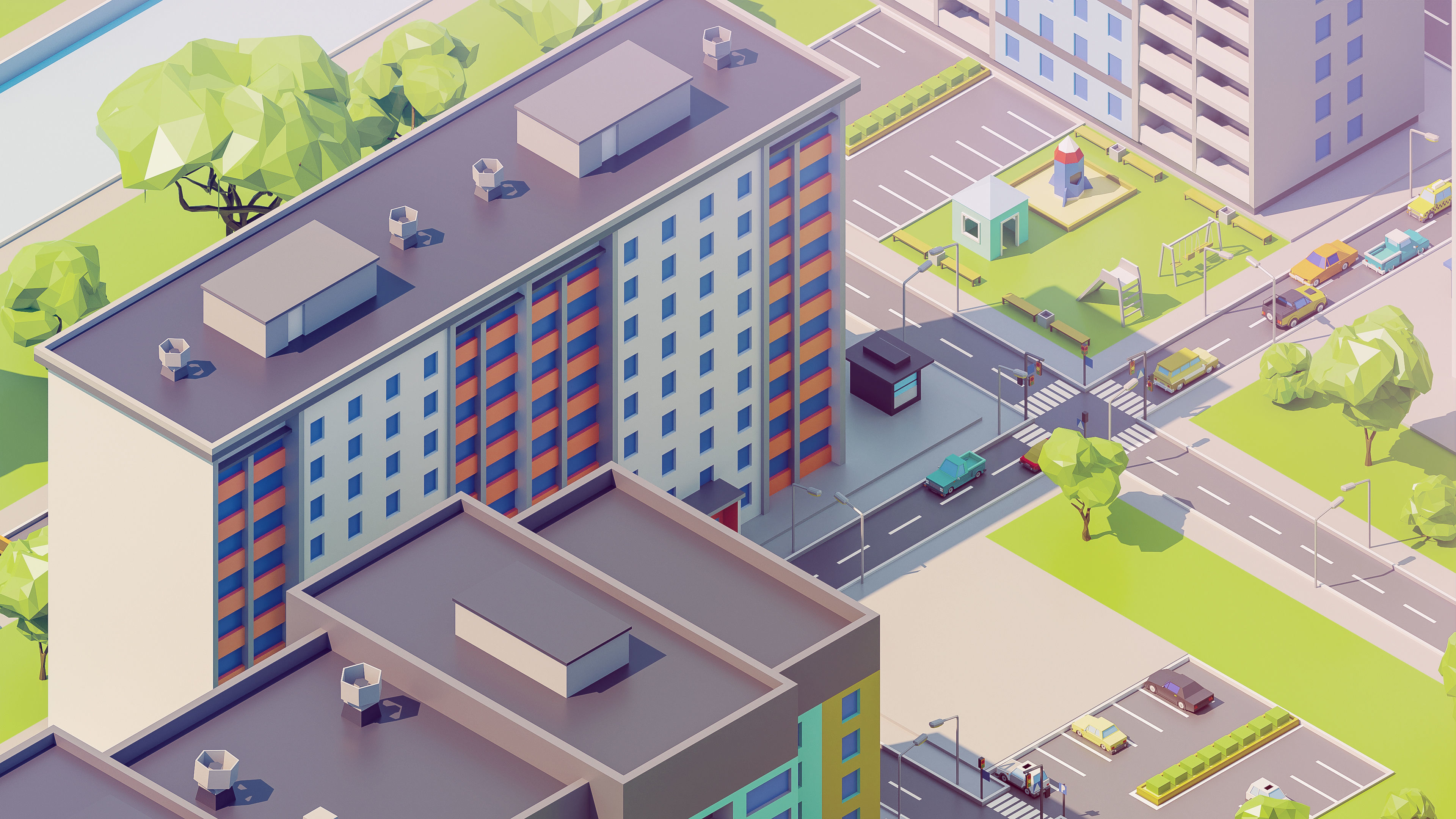 Eastern Europe City Low-poly 3D model_22